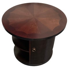 Swedish Grace Art Deco Round Bar Cabinet / End Table by SMF Bodafors c.1