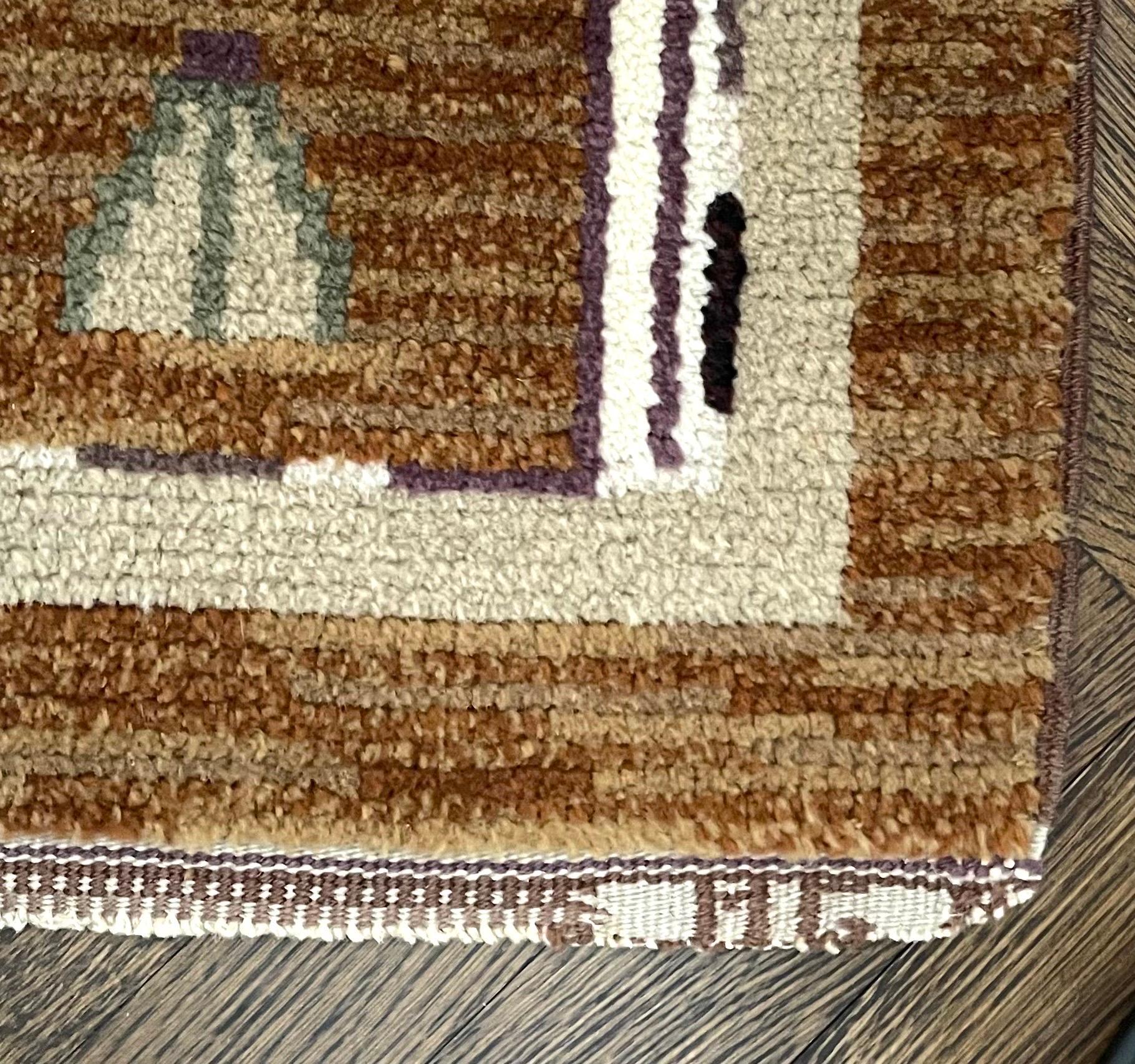 Hand-Woven Swedish Grace Art Deco Wool Short Pile Carpet by Martha Gahn For Sale
