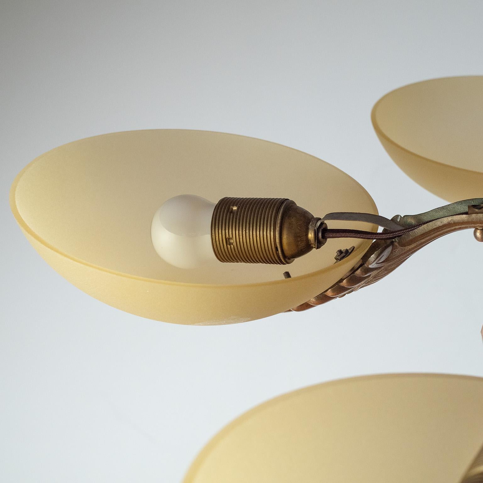 Swedish Grace Brass And Glass Chandelier, 1930s For Sale 3