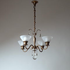 Swedish Grace Brass And Glass Chandelier, circa 1930