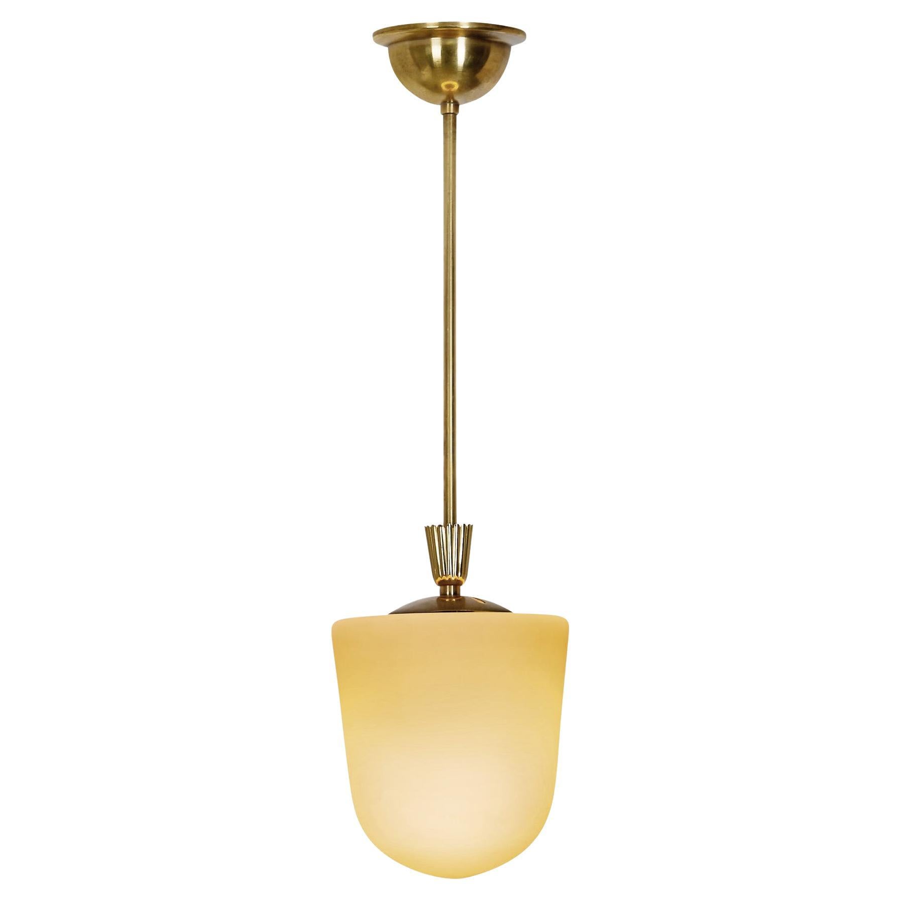 Swedish Grace Brass and Glass Hanging Lamp, Sweden ca 1920s