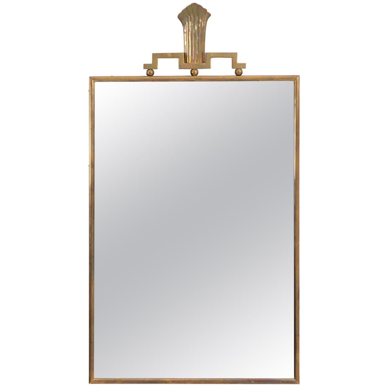 Swedish Grace Brass Mirror by Lars Holmström, 1930s