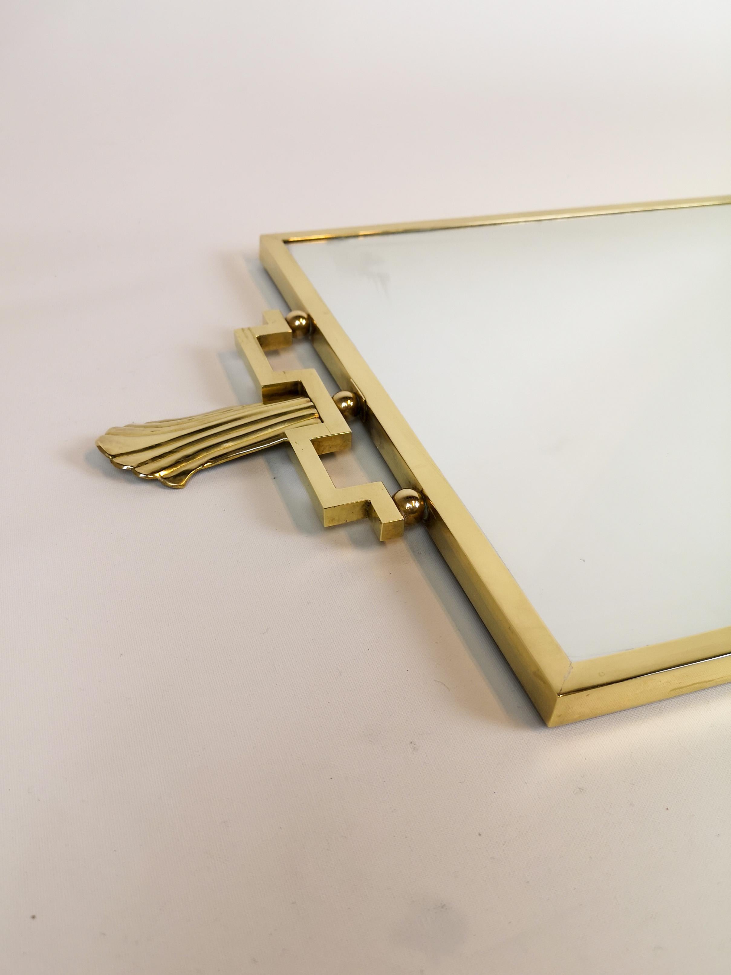 Swedish Grace Brass Mirror Sweden, 1930s 3