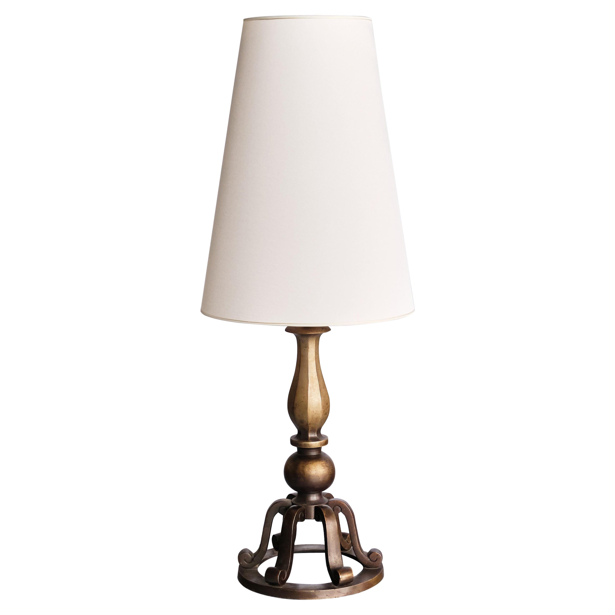 Lampe de bureau suédoise Grace en laiton par C.G. Hallberg, Suède, début des années 1930 en vente