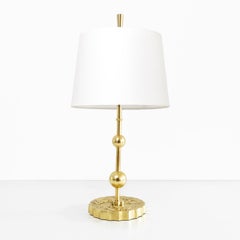 Swedish Grace Brass Table Lamp with Mermaids and Dolphins in Relief