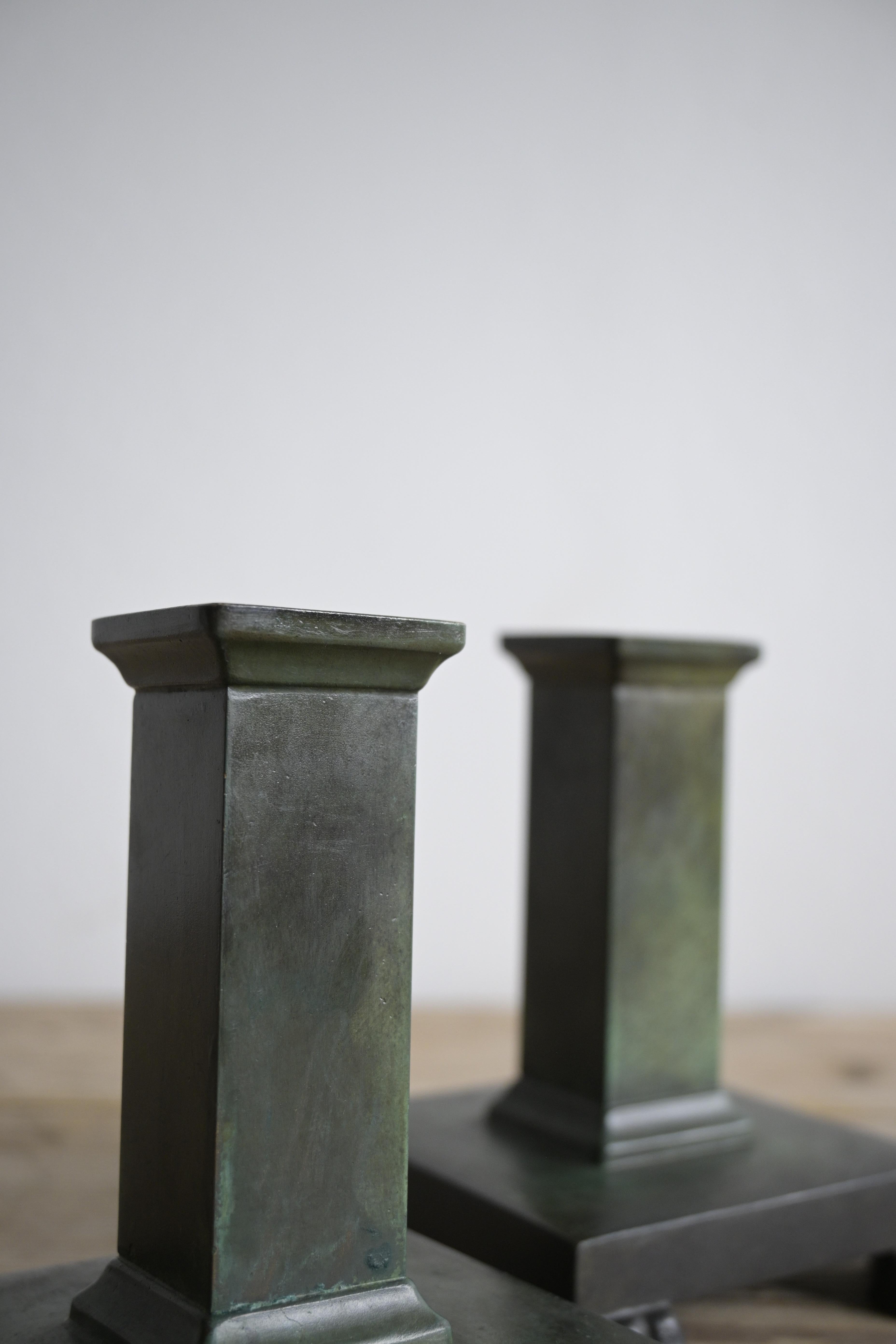 Scandinavian Modern Swedish Grace Bronze Candlesticks 1920-30s
