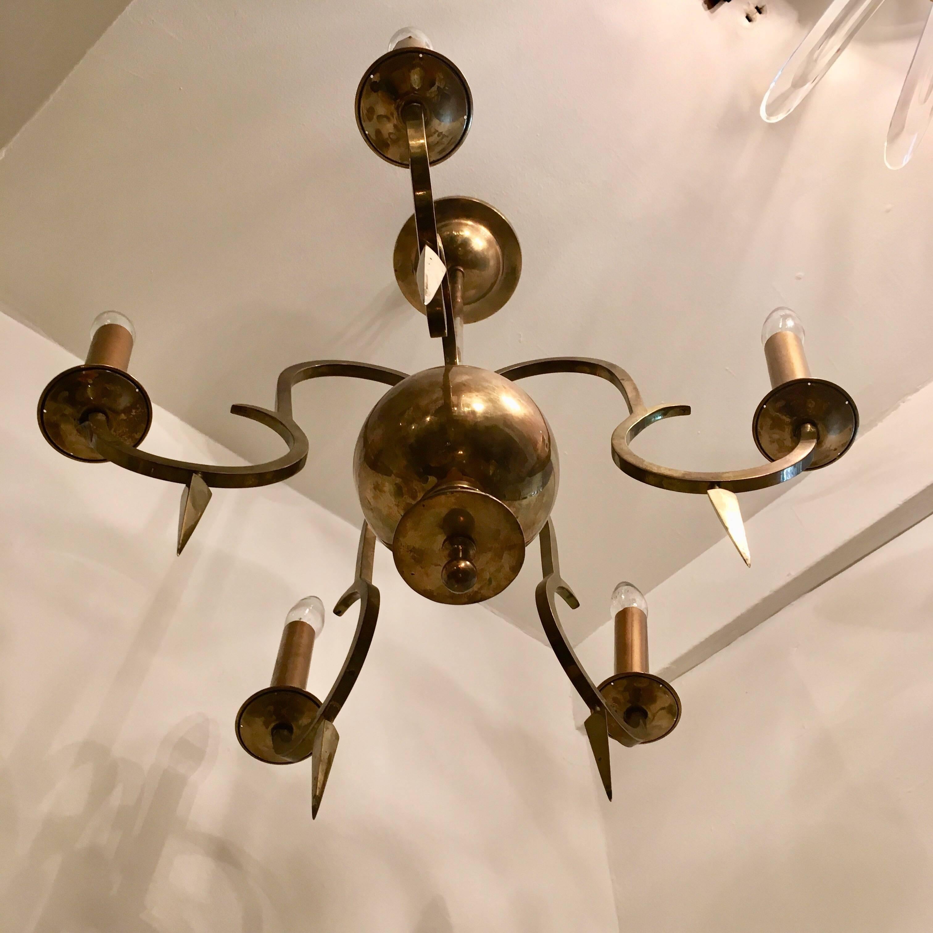 Swedish Grace Bronze Chandelier, 1920 2