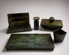 Swedish Grace Bronze Desk GAB - Guldmedsaktiebolaget 1930s (5-Piece Set)