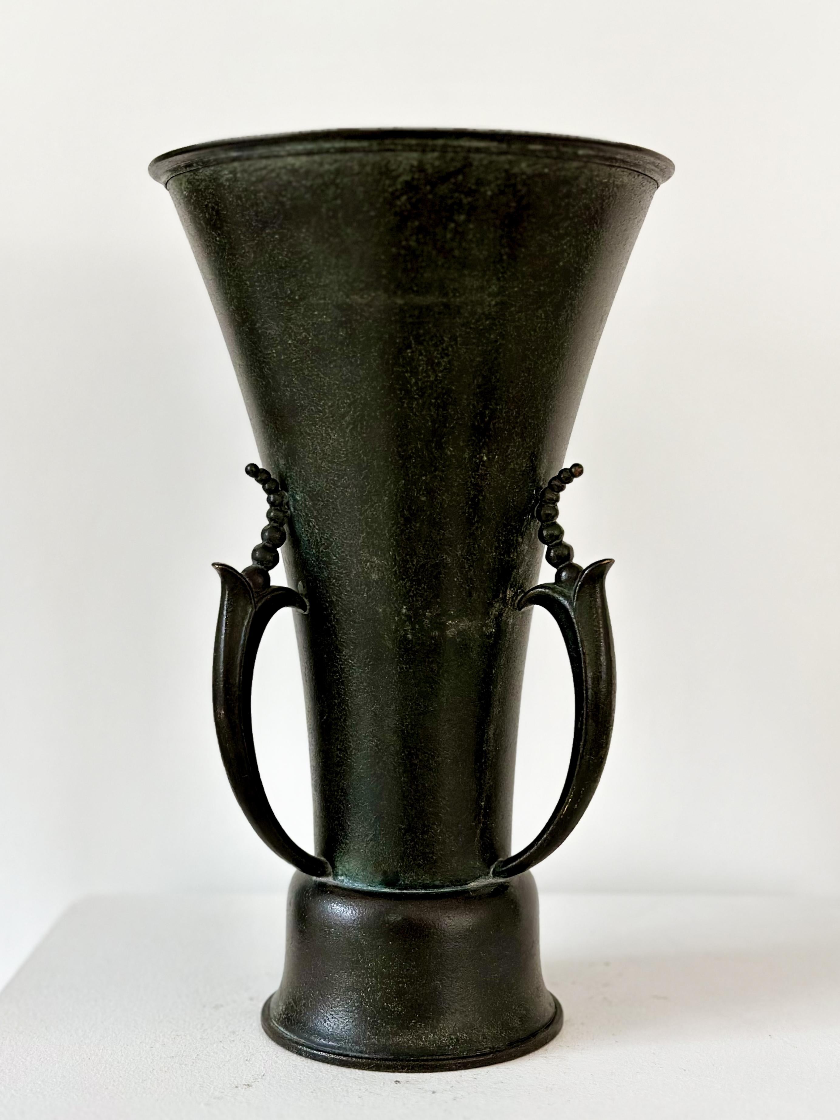 Scandinavian Modern Swedish Grace Bronze Vase, Ystad Brons, 1930s For Sale