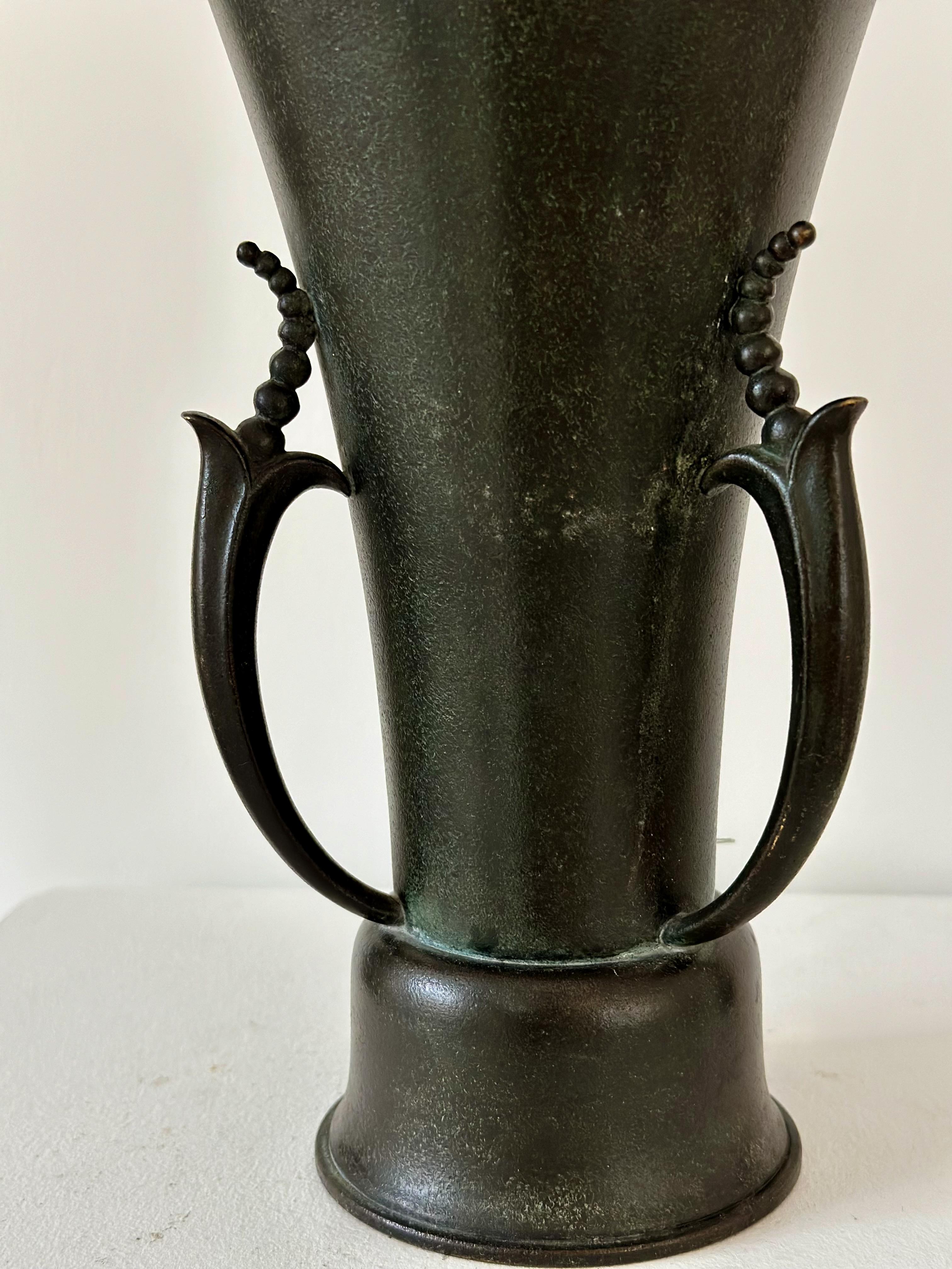Swedish Grace Bronze Vase, Ystad Brons, 1930s 2
