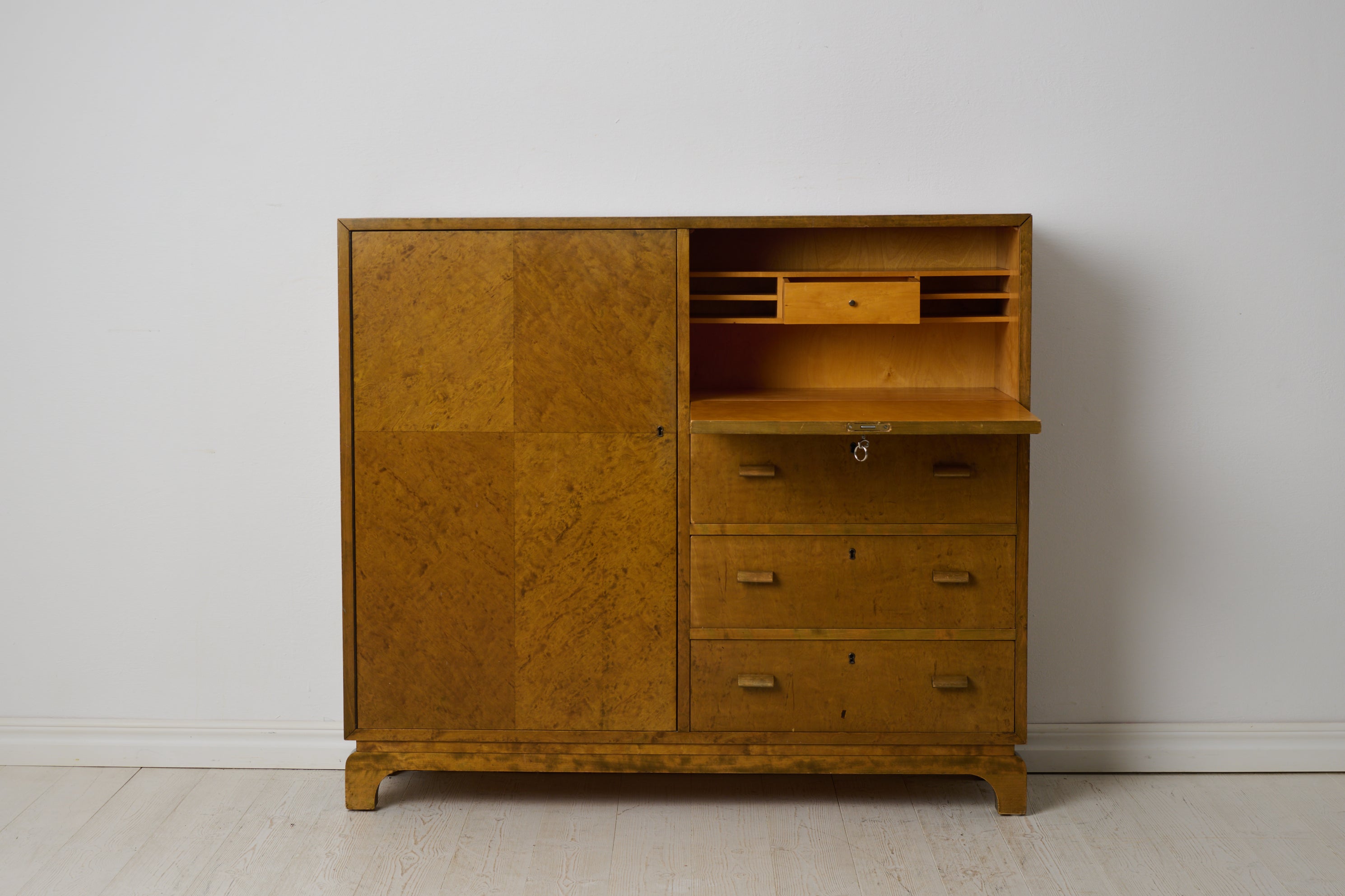 Swedish Grace Cabinet or Sideboard in the Style of Axel Larsson in Stained Birch For Sale