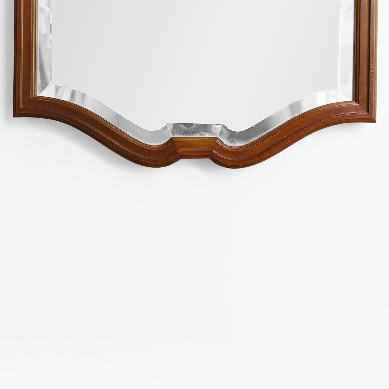 20th Century Swedish Grace Carved Mahogany Mirror Topped With a Female, Circa, 1920-30