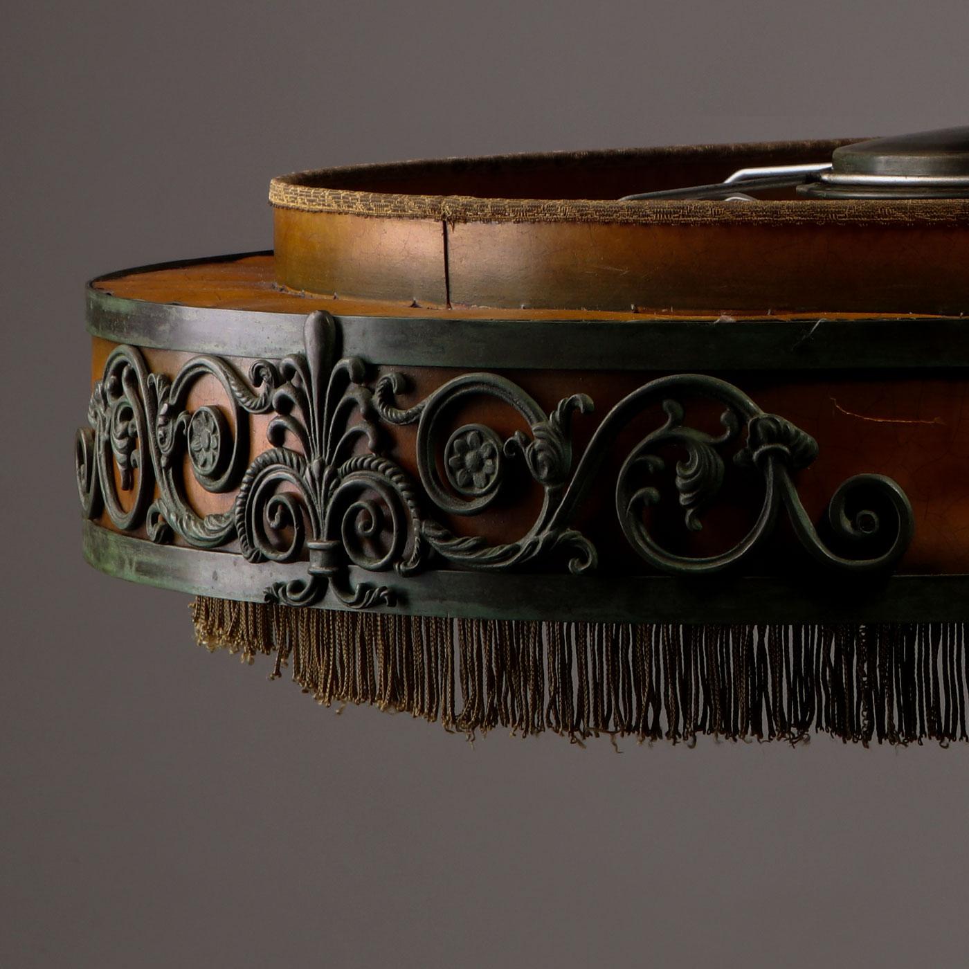 Mid-20th Century Swedish Grace Ceiling Lamp in Metal and Fringe Decor, Sweden 1930s