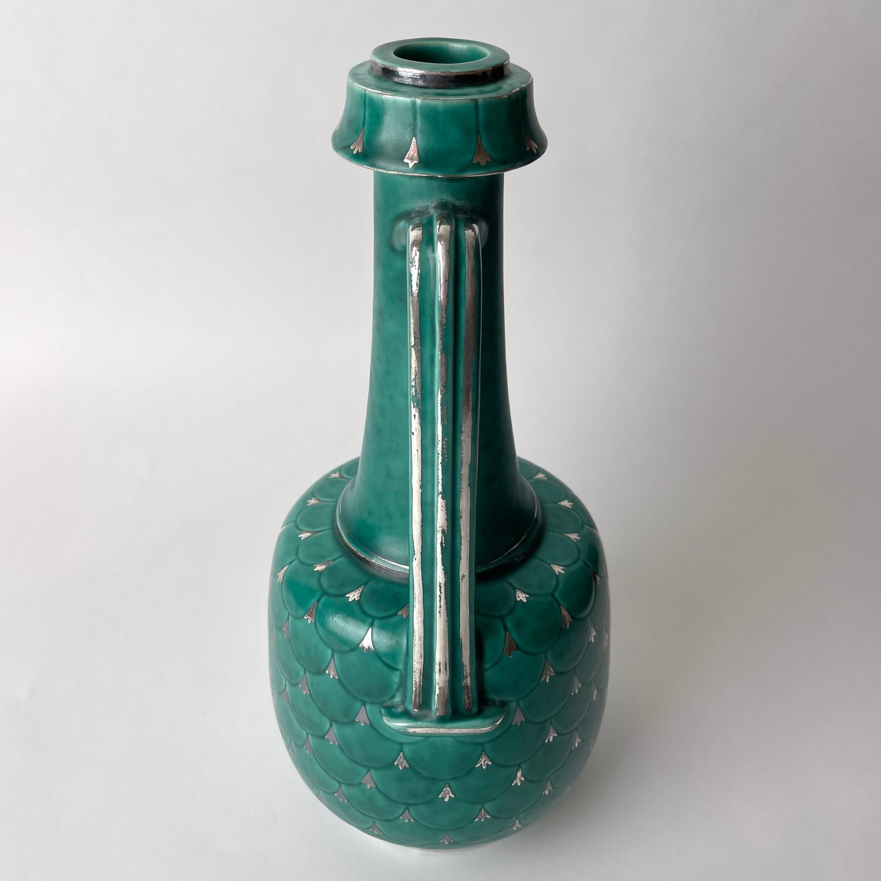 Swedish Grace Ceramic Handle Vase, Argenta designed by Wilhelm Kåge 1930s-1940s For Sale 5