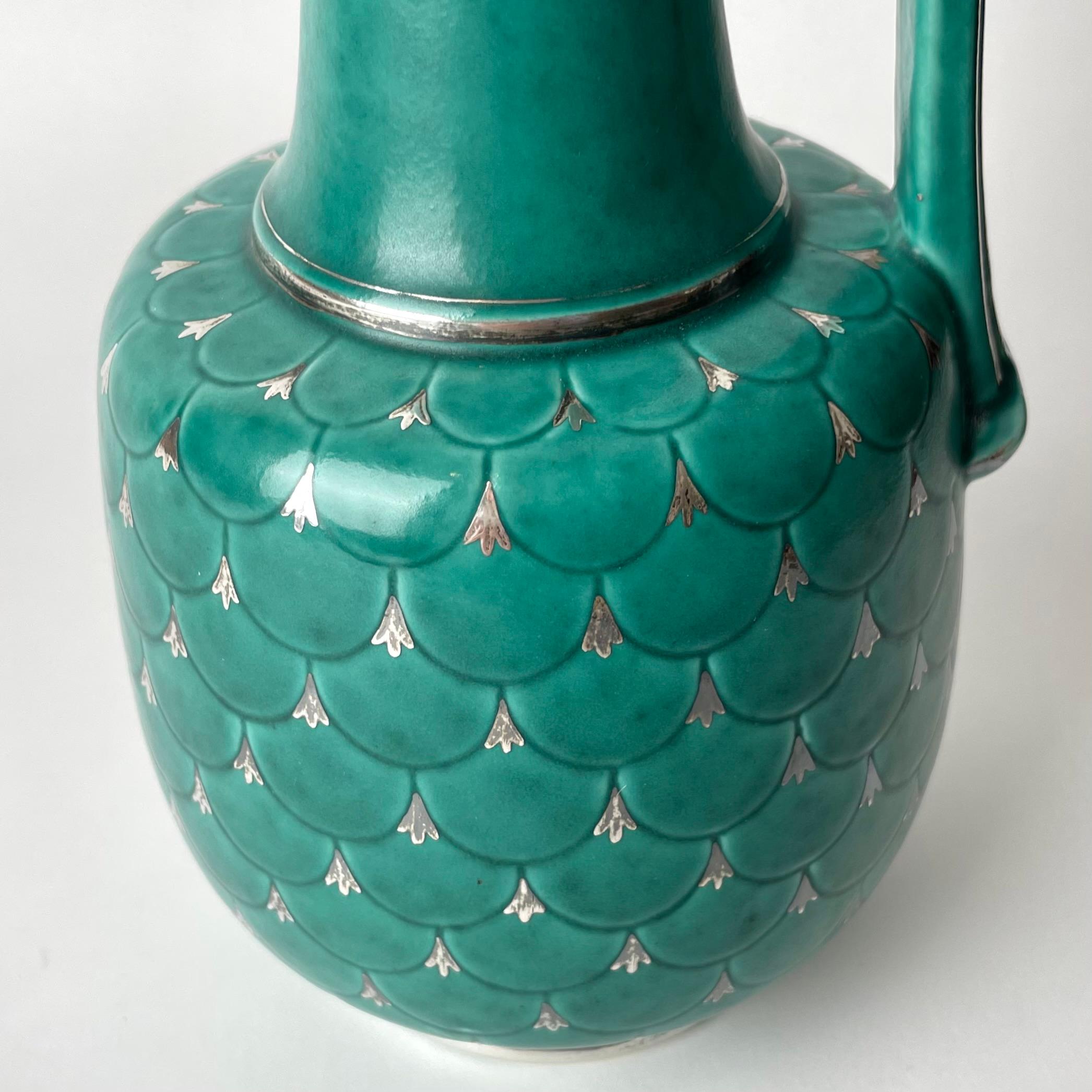 Swedish Grace Ceramic Handle Vase, Argenta designed by Wilhelm Kåge 1930s-1940s For Sale 3