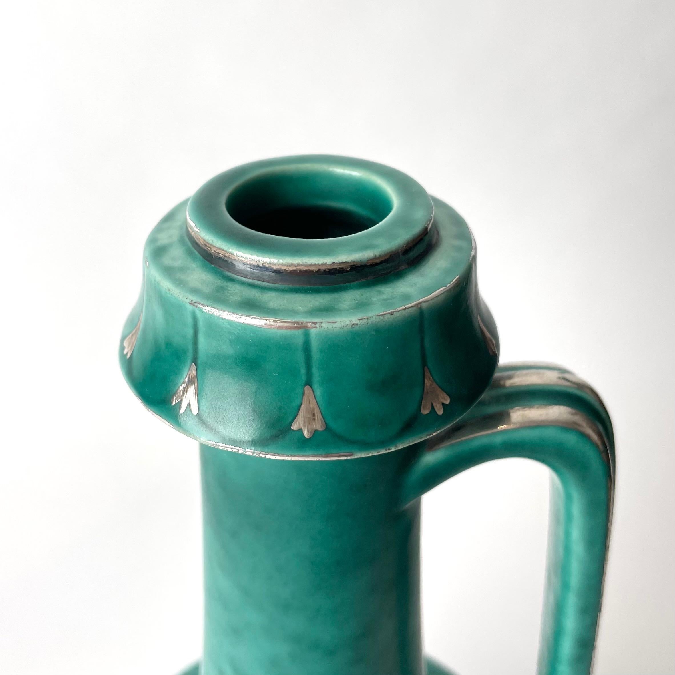 Swedish Grace Ceramic Handle Vase, Argenta designed by Wilhelm Kåge 1930s-1940s For Sale 4