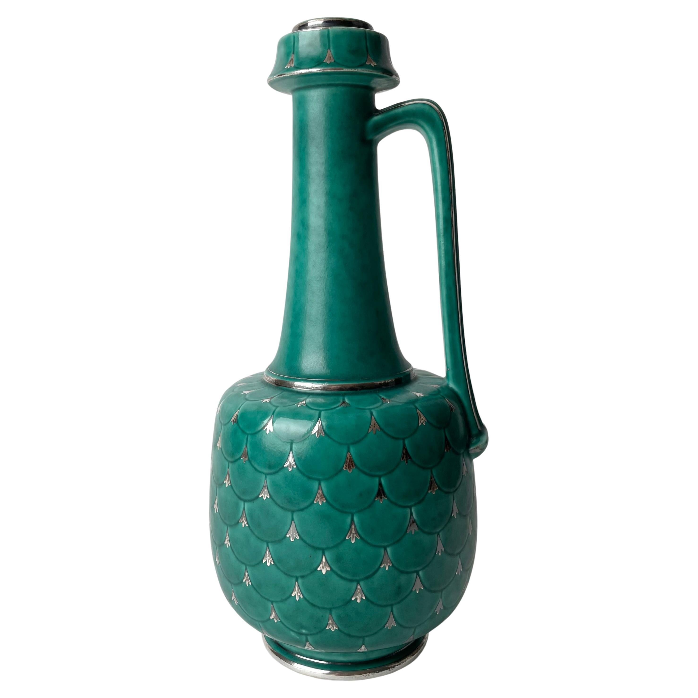 Swedish Grace Ceramic Handle Vase, Argenta designed by Wilhelm Kåge 1930s-1940s For Sale