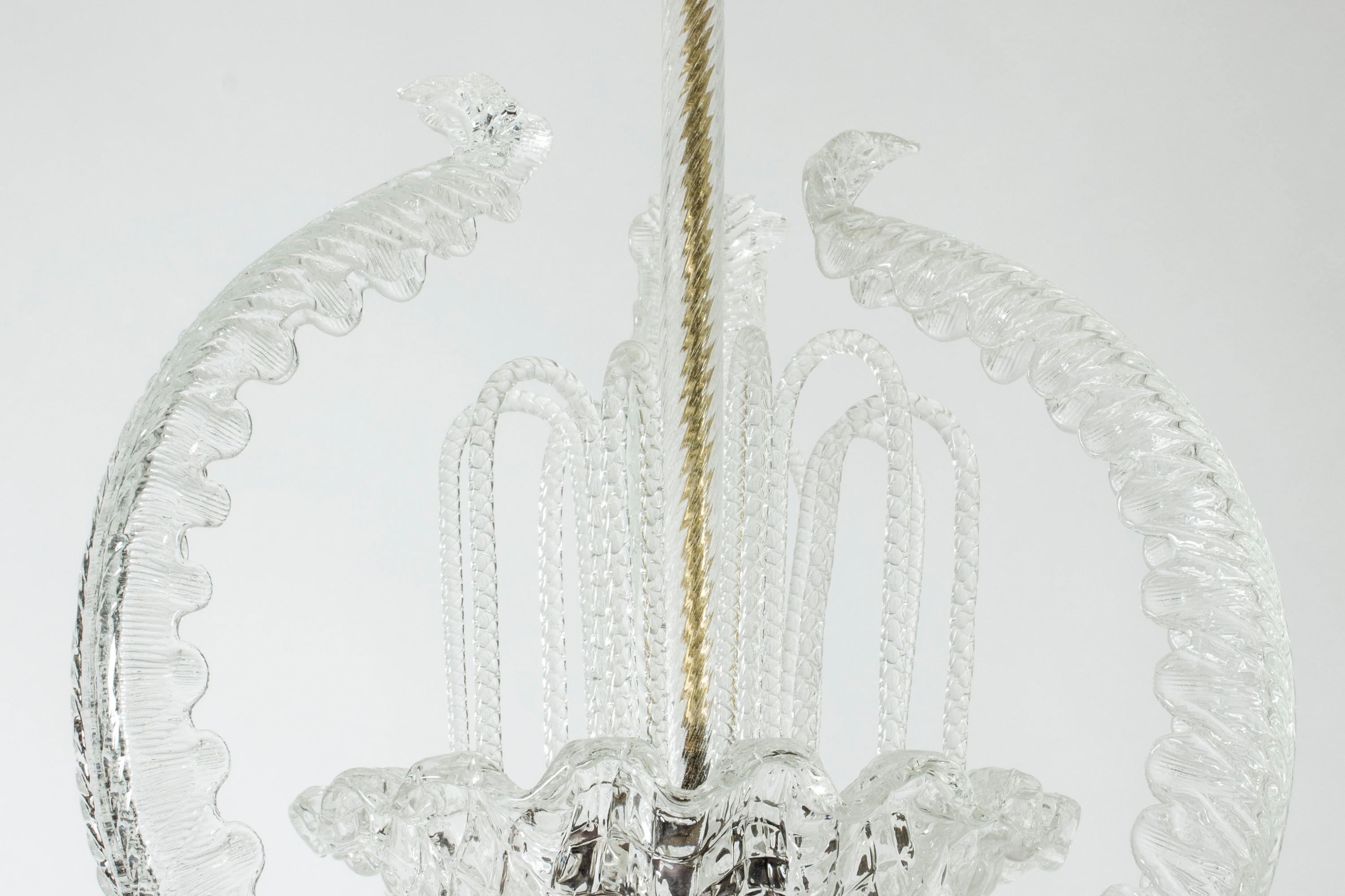 Swedish Grace Chandelier by Fritz Kurs, Orrefors, Sweden, 1940s For Sale 1