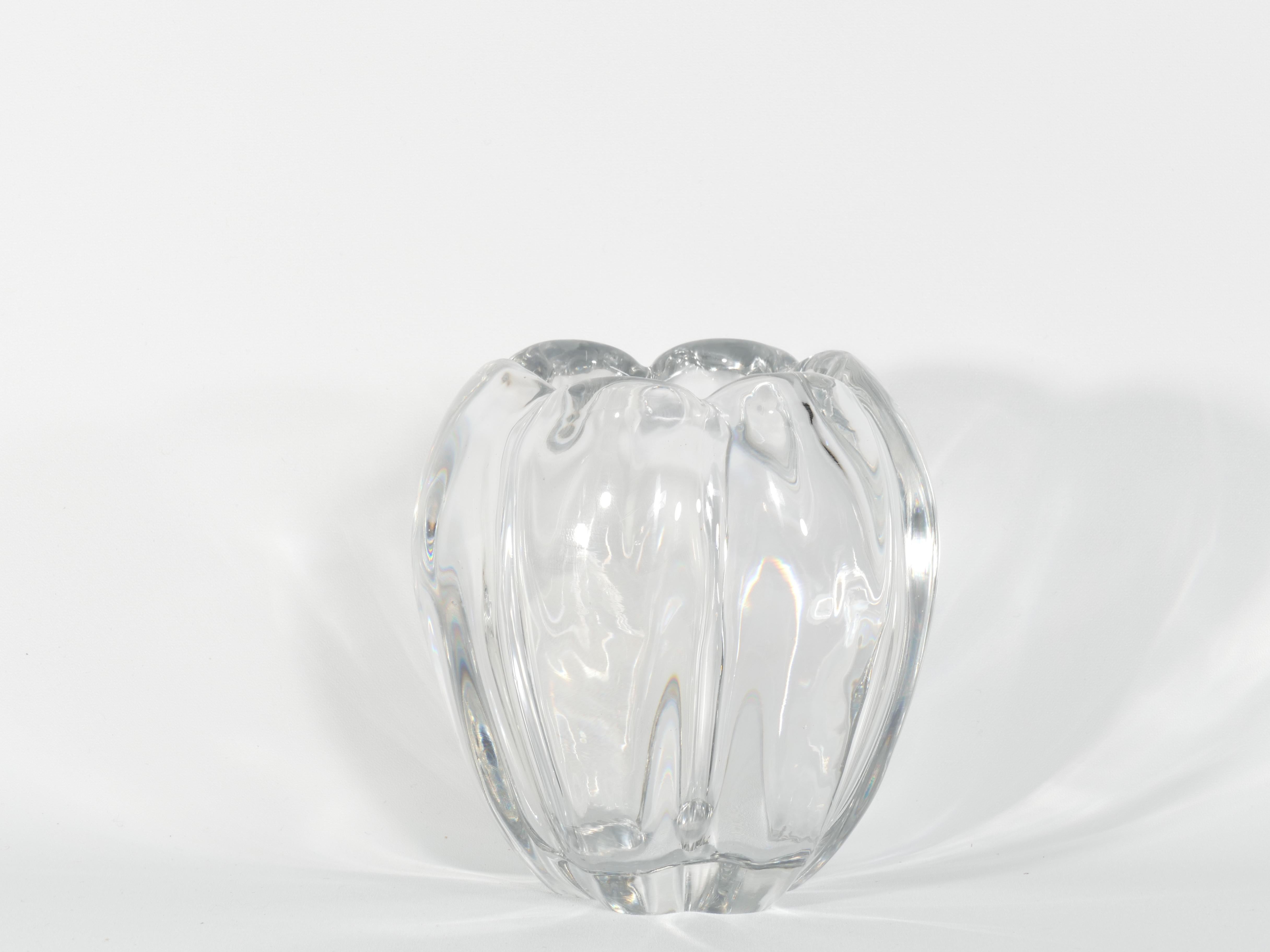 Mid-Century Modern Swedish Grace Crystal Glass Vase Stella Polaris by Vicke Lindstrand for Orrefors For Sale