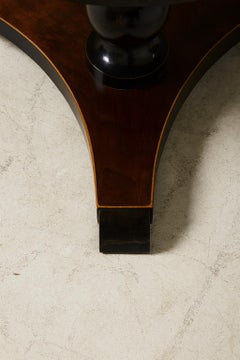 Swedish Grace Dark-Stained Birch Veneer Pedestal Table with Tripod Base, 1930s t