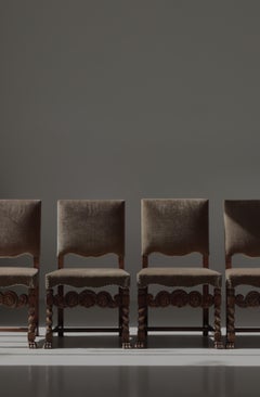 Sillas de comedor Grace suecas de abedul y terciopelo años 20