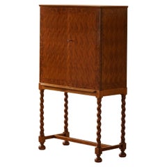 Swedish Grace, Elegant Harlequin Cabinet in Flamed Birch, Art Deco, 1930s