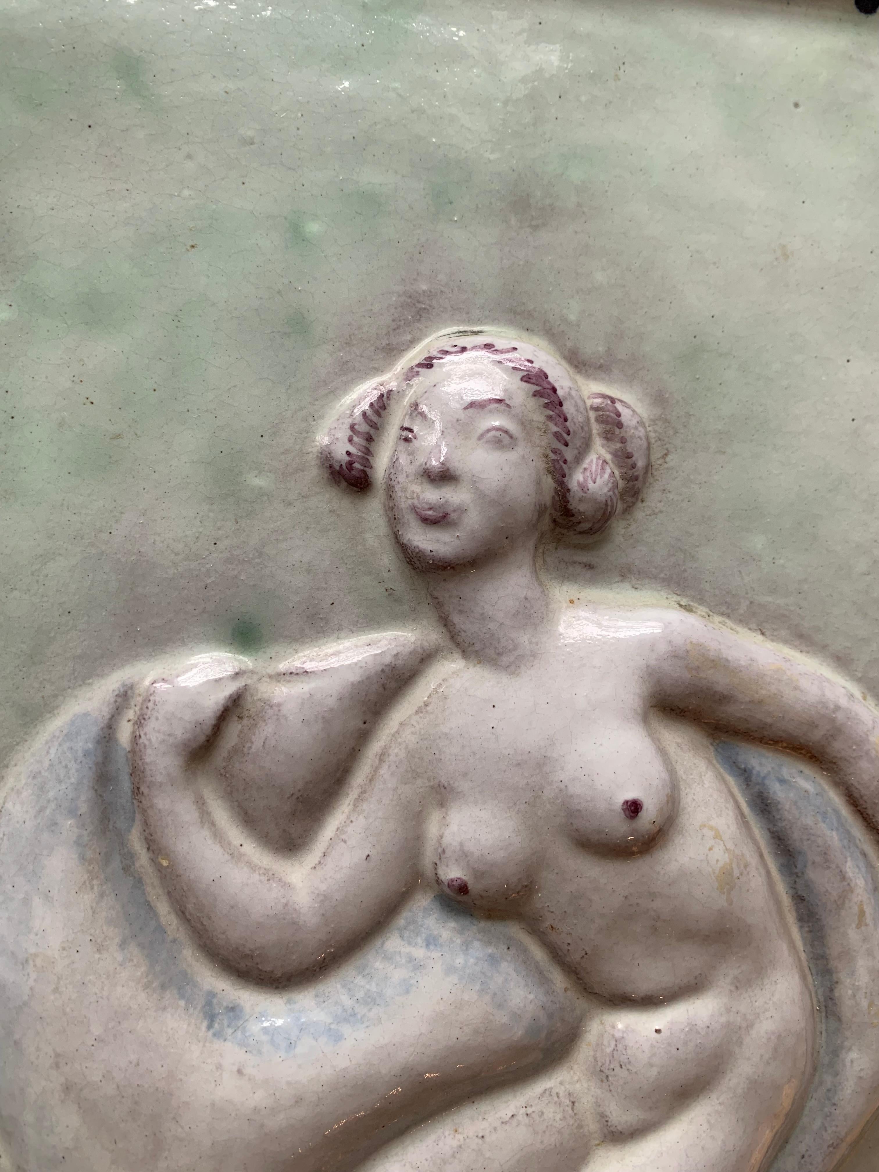 Art Deco Swedish Grace Faiance Ceramic Wall Relief, Venus, by Ivar Johansson, 1919 For Sale