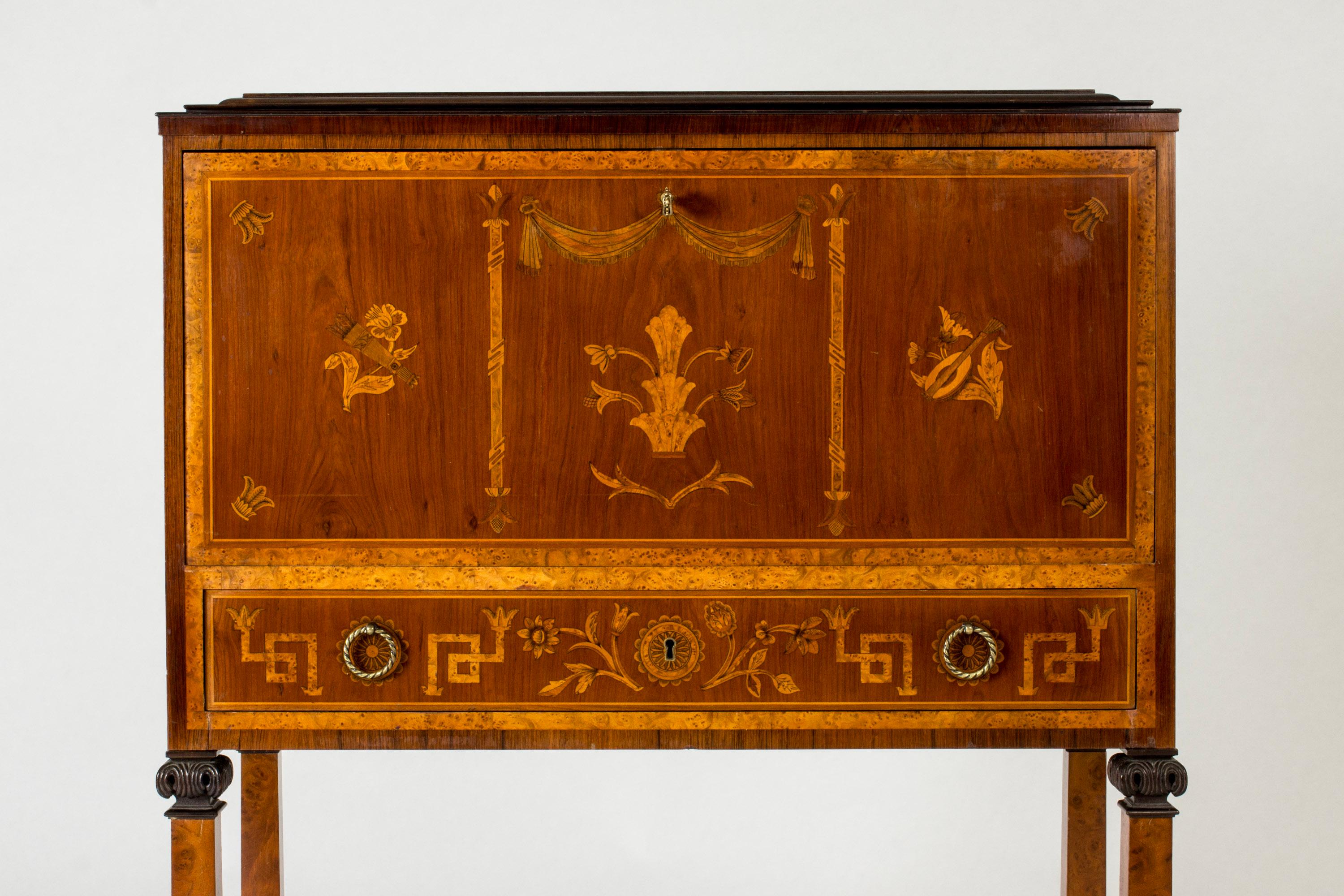 Swedish Grace Fall-front Cabinet by Axel Einar Hjorth, Sweden, 1925 In Good Condition For Sale In Stockholm, SE