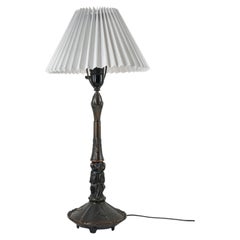 Swedish Grace Figural Table Lamp, Patinated Metal, Sweden, 1920s