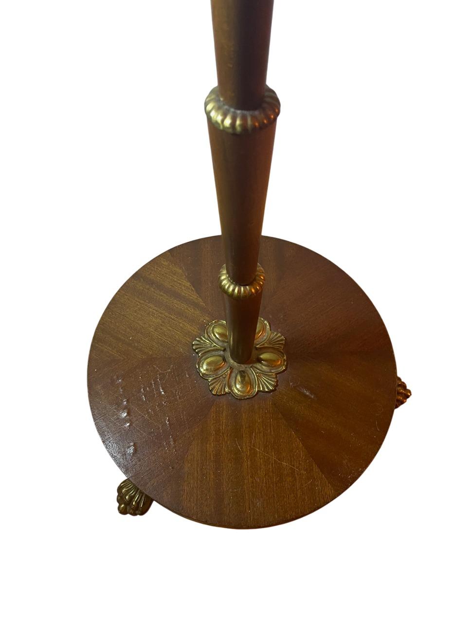 Mid-20th Century Mid-Century Swedish Floor Lamp with Silk Shades and Brass Detail, 1930s For Sale