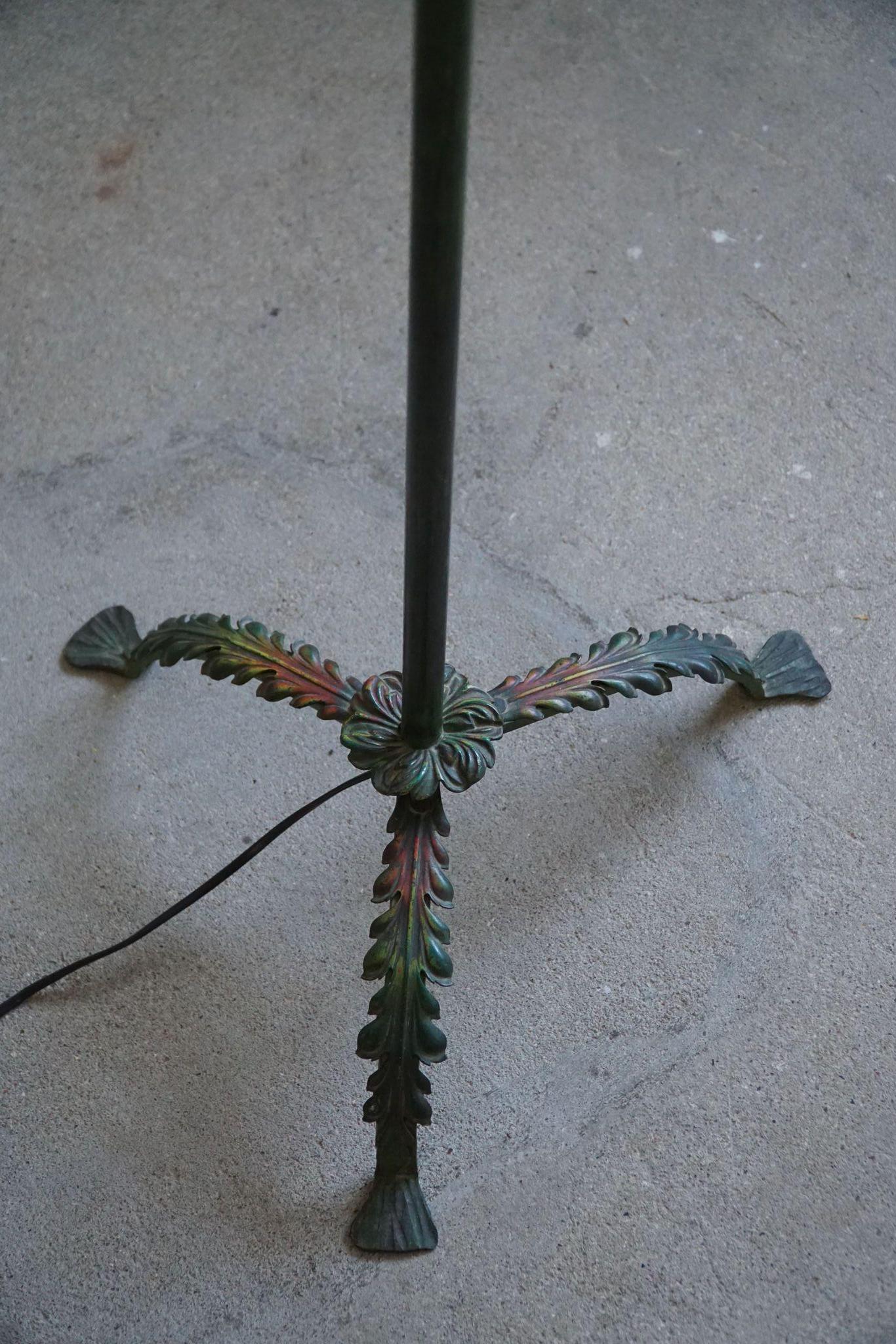 Rattan Swedish Grace, Floor Lamp in Steel, 