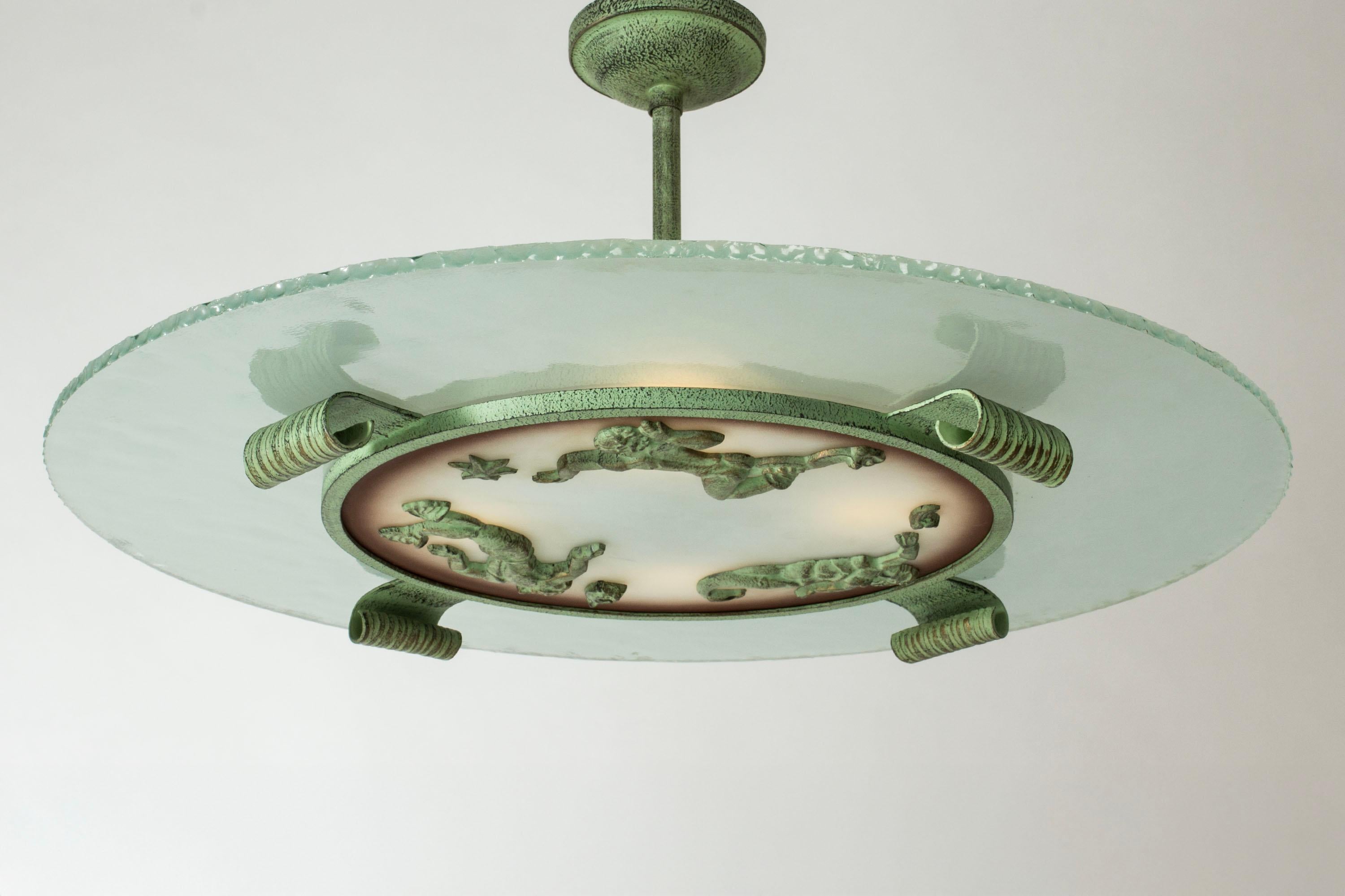 Lámpara sueca de techo Grace Flush Mount de Bjerkås Armatur, Suecia, década de 1940 en venta 3