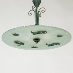 Swedish Grace Flush Mount Ceiling Light from Bjerkås Armatur, Sweden, 1940s