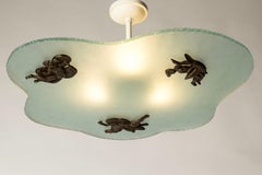 Swedish Grace Flush Mount Ceiling Light from Bjerkås Armatur, Sweden, 1940s