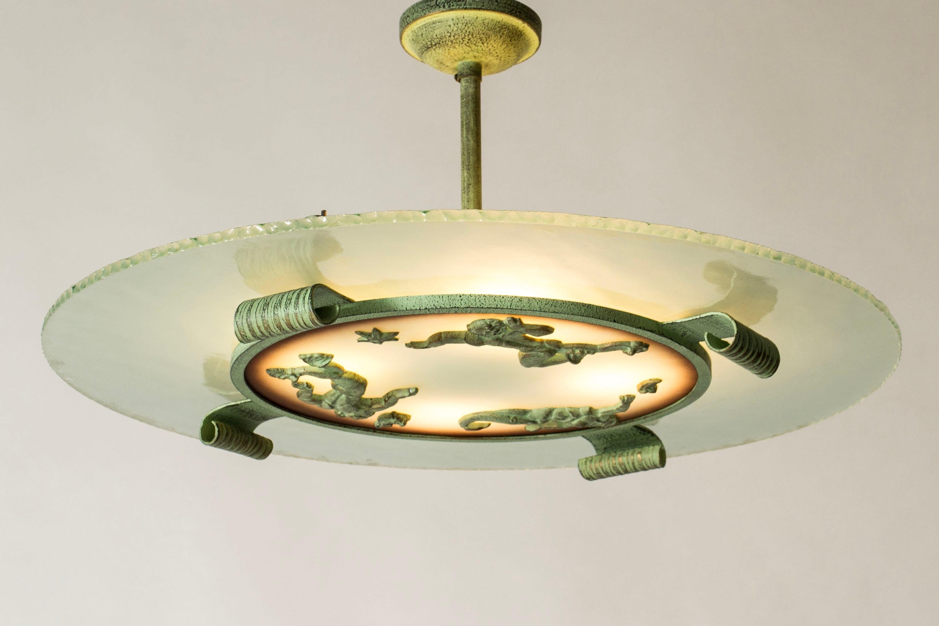 Lámpara sueca de techo Grace Flush Mount de Bjerkås Armatur, Suecia, década de 1940 en Bueno estado para la venta en Stockholm, SE