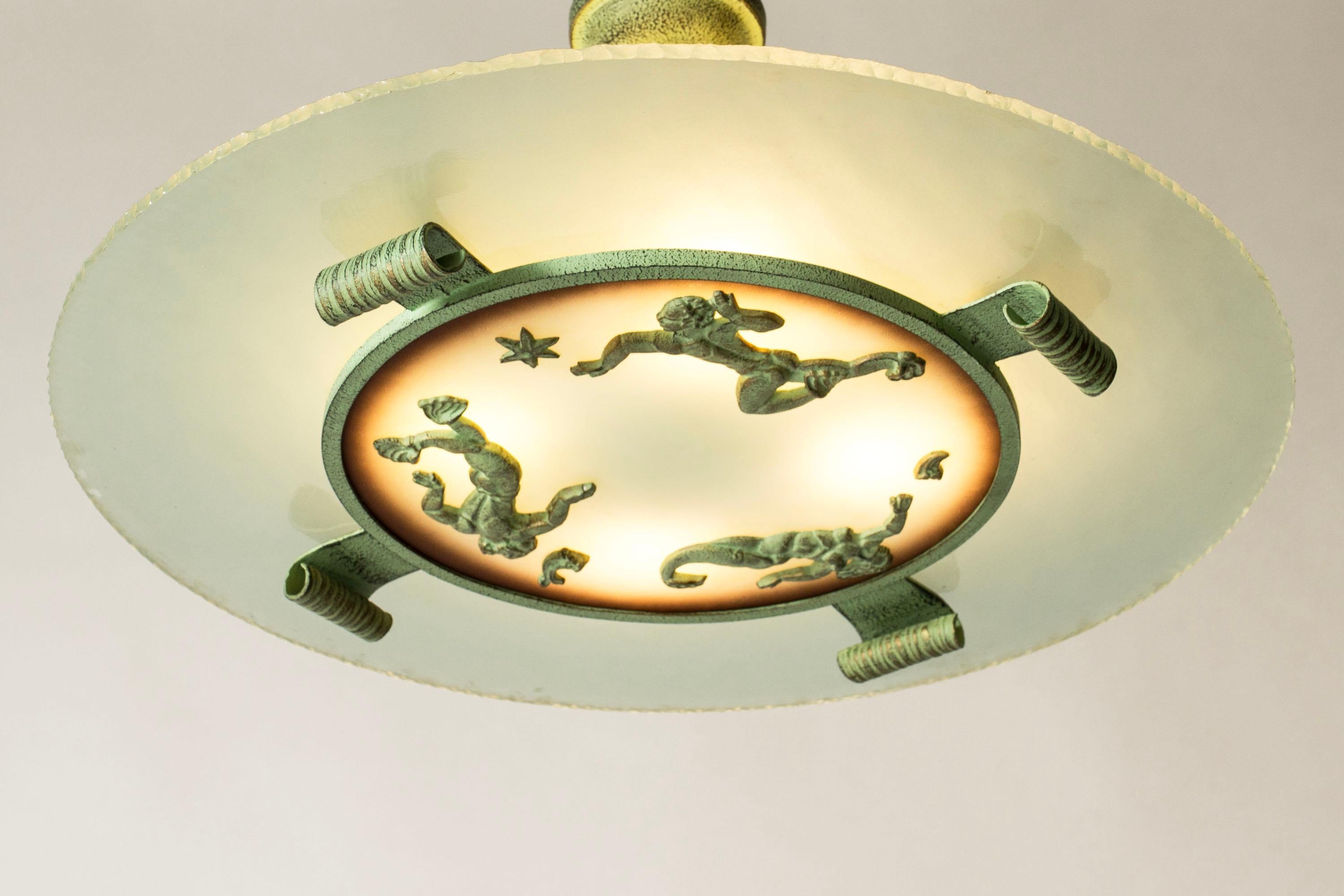 Lámpara sueca de techo Grace Flush Mount de Bjerkås Armatur, Suecia, década de 1940 mediados del siglo XX en venta