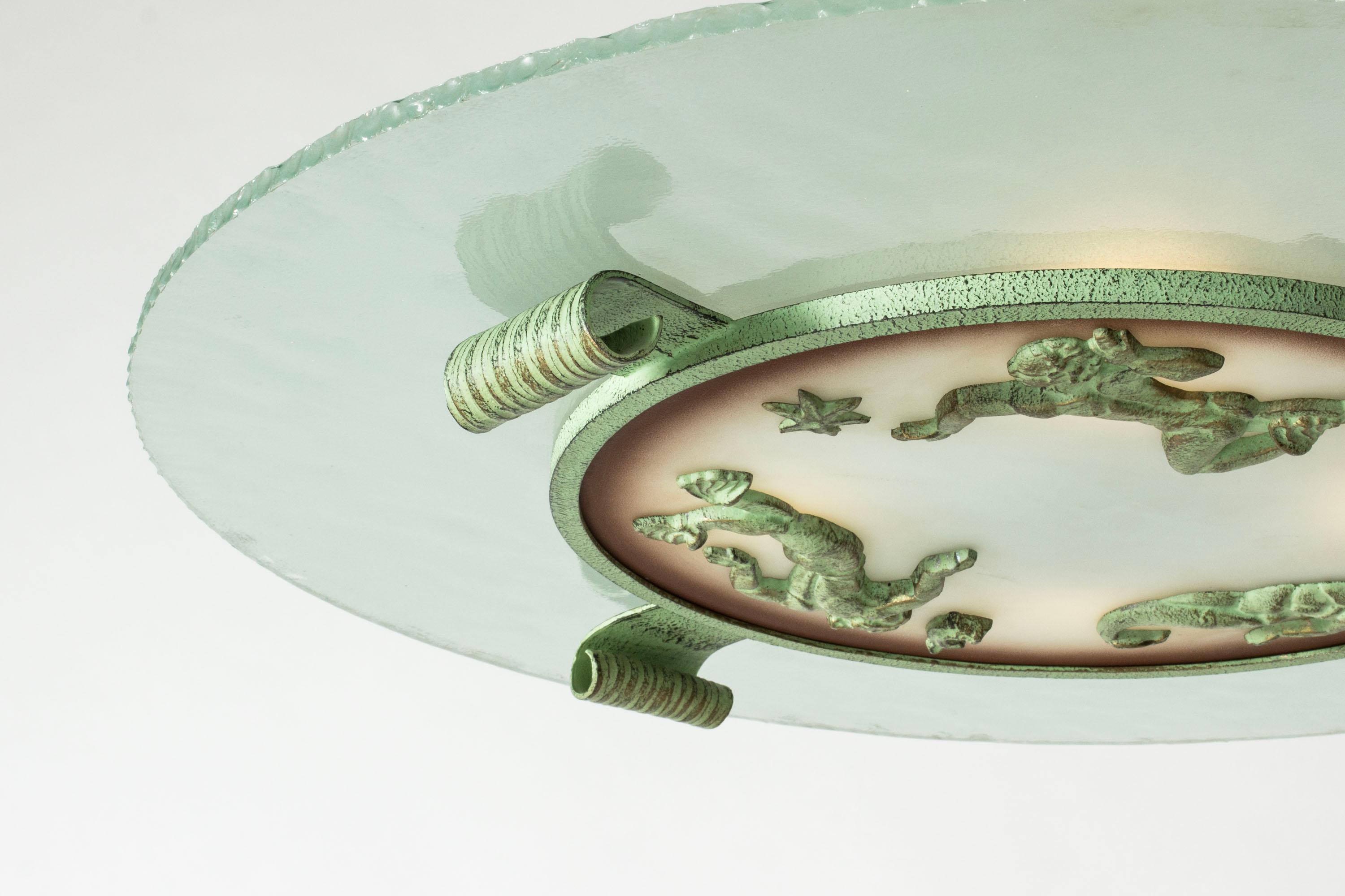 Lámpara sueca de techo Grace Flush Mount de Bjerkås Armatur, Suecia, década de 1940 en venta 2