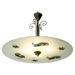Swedish Grace Flush Mount Ceiling Light from Bjerkås Armatur, Sweden, 1940s