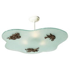 Swedish Grace Flush Mount Ceiling Light from Bjerkås Armatur, Sweden, 1940s
