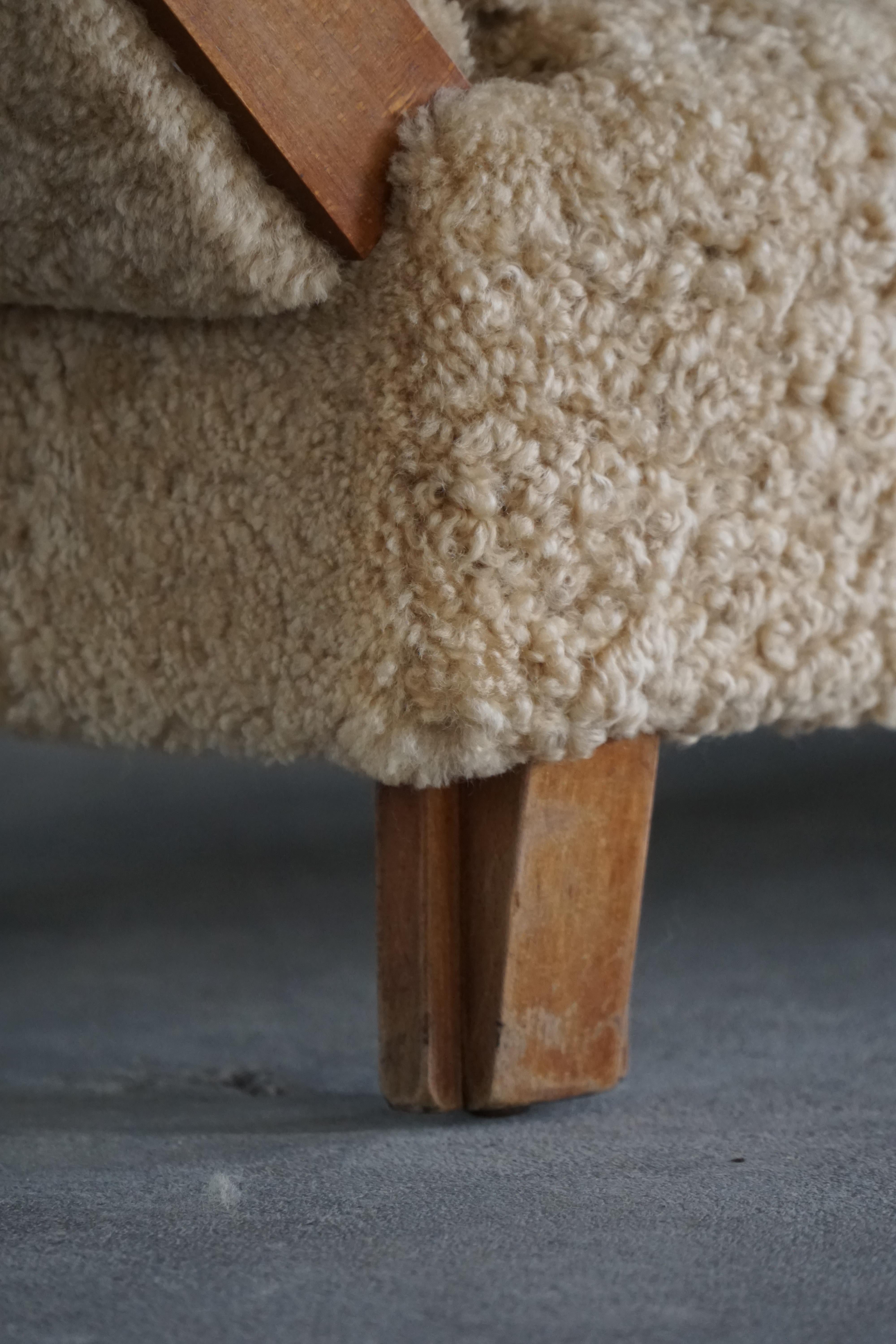 Grace sueca, sofá cama independiente ajustable Art Decó de lana de cordero, años 40 en venta 5