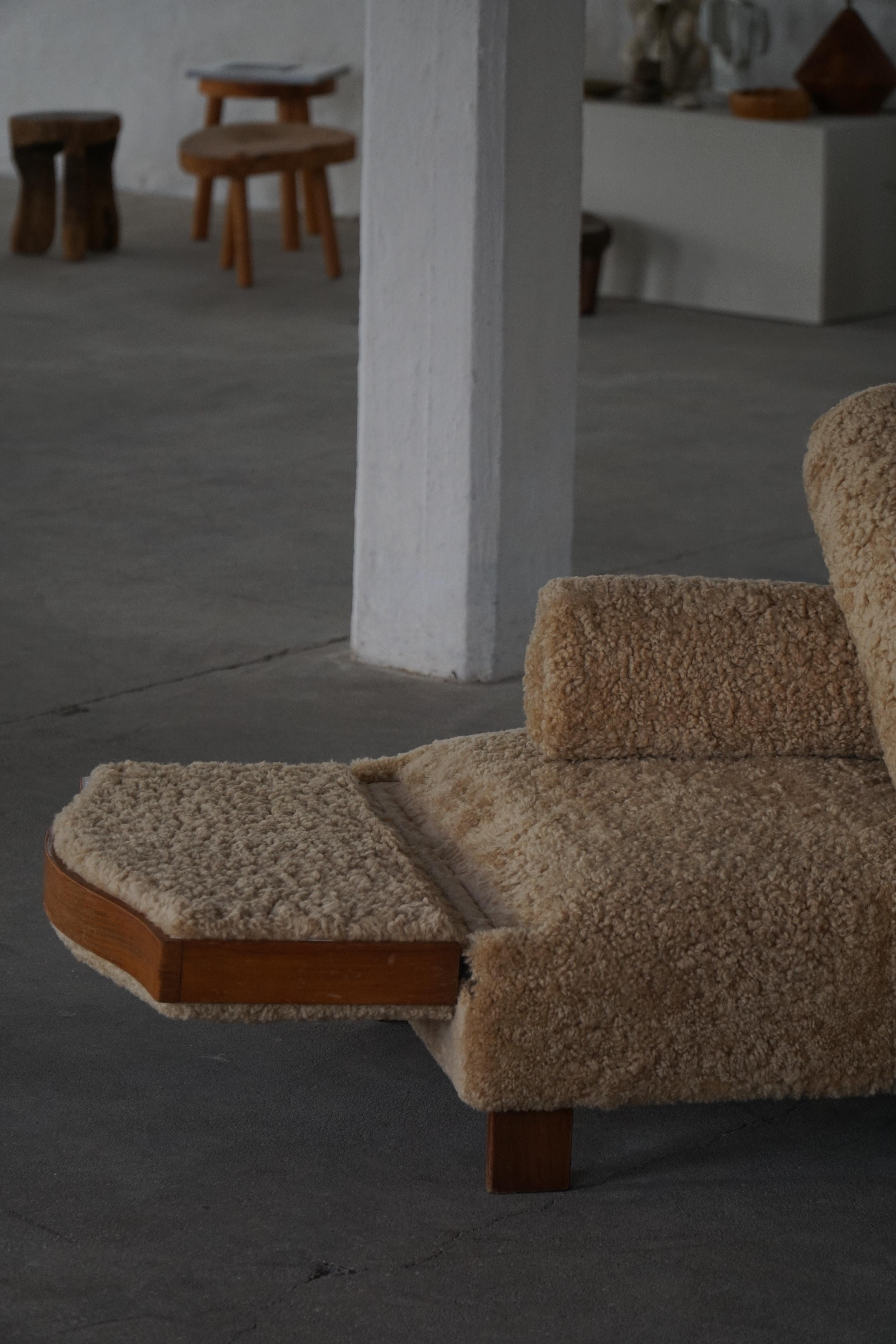 Grace sueca, sofá cama independiente ajustable Art Decó de lana de cordero, años 40 en venta 6