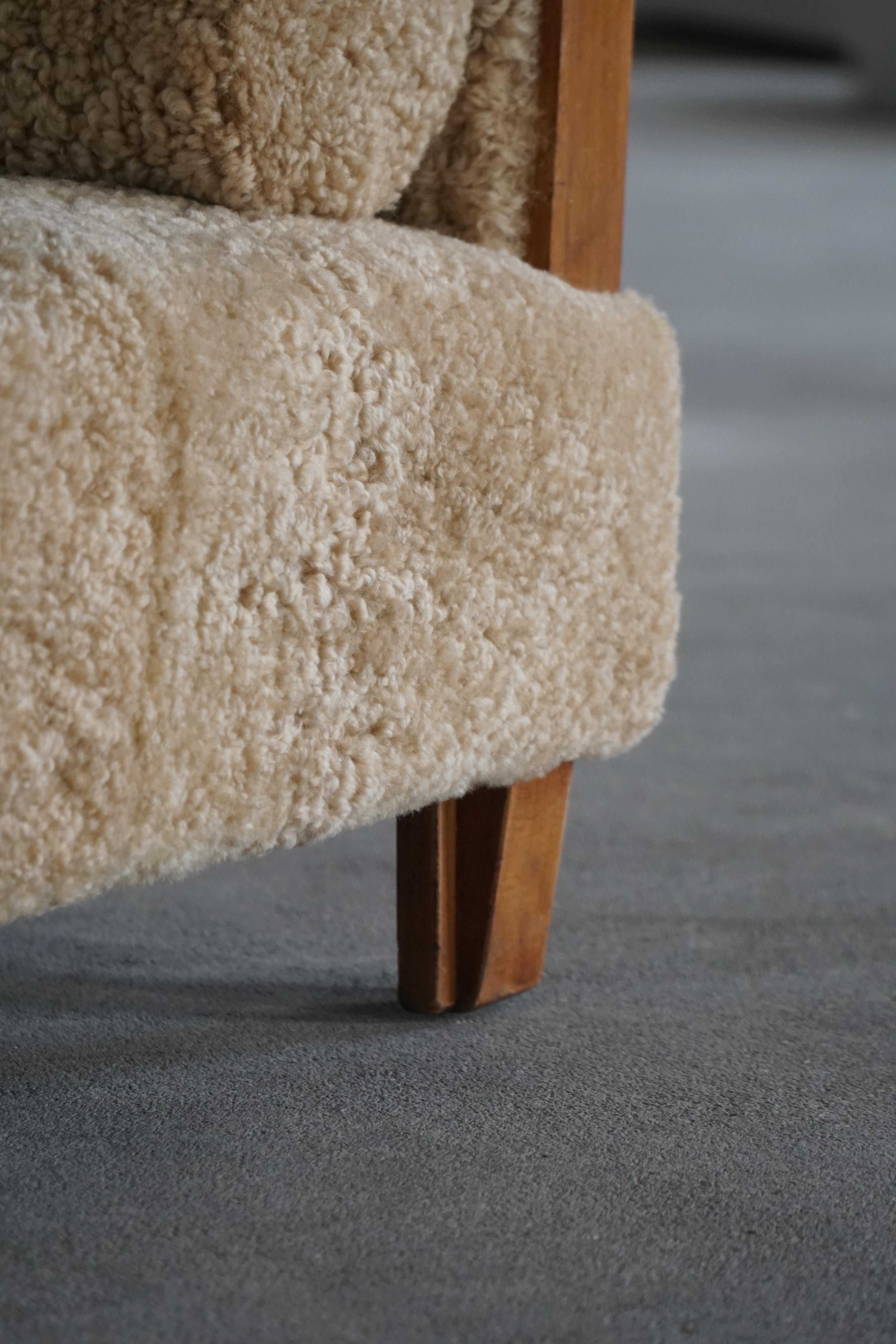 Grace sueca, sofá cama independiente ajustable Art Decó de lana de cordero, años 40 en venta 7