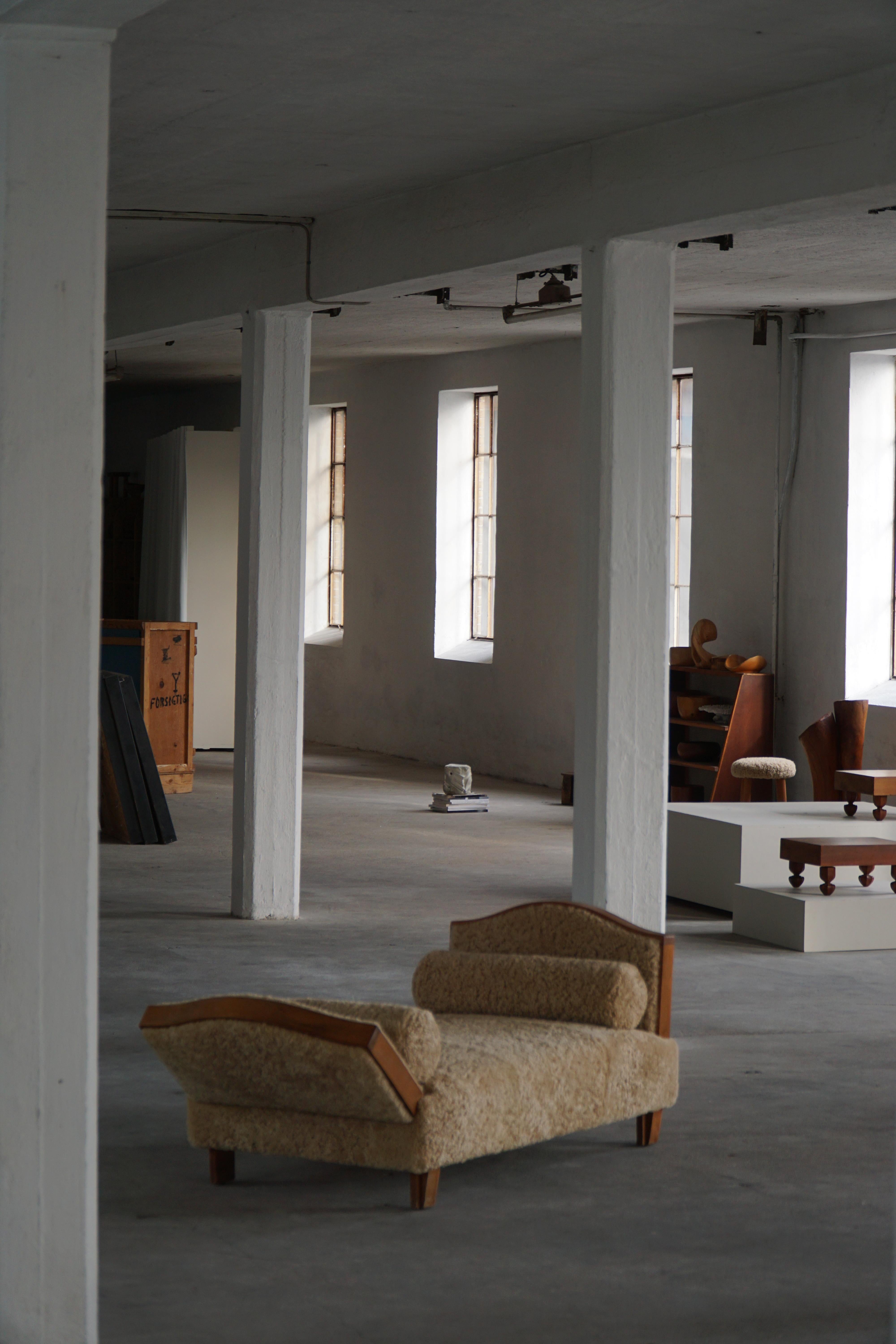 Grace sueca, sofá cama independiente ajustable Art Decó de lana de cordero, años 40 en venta 8