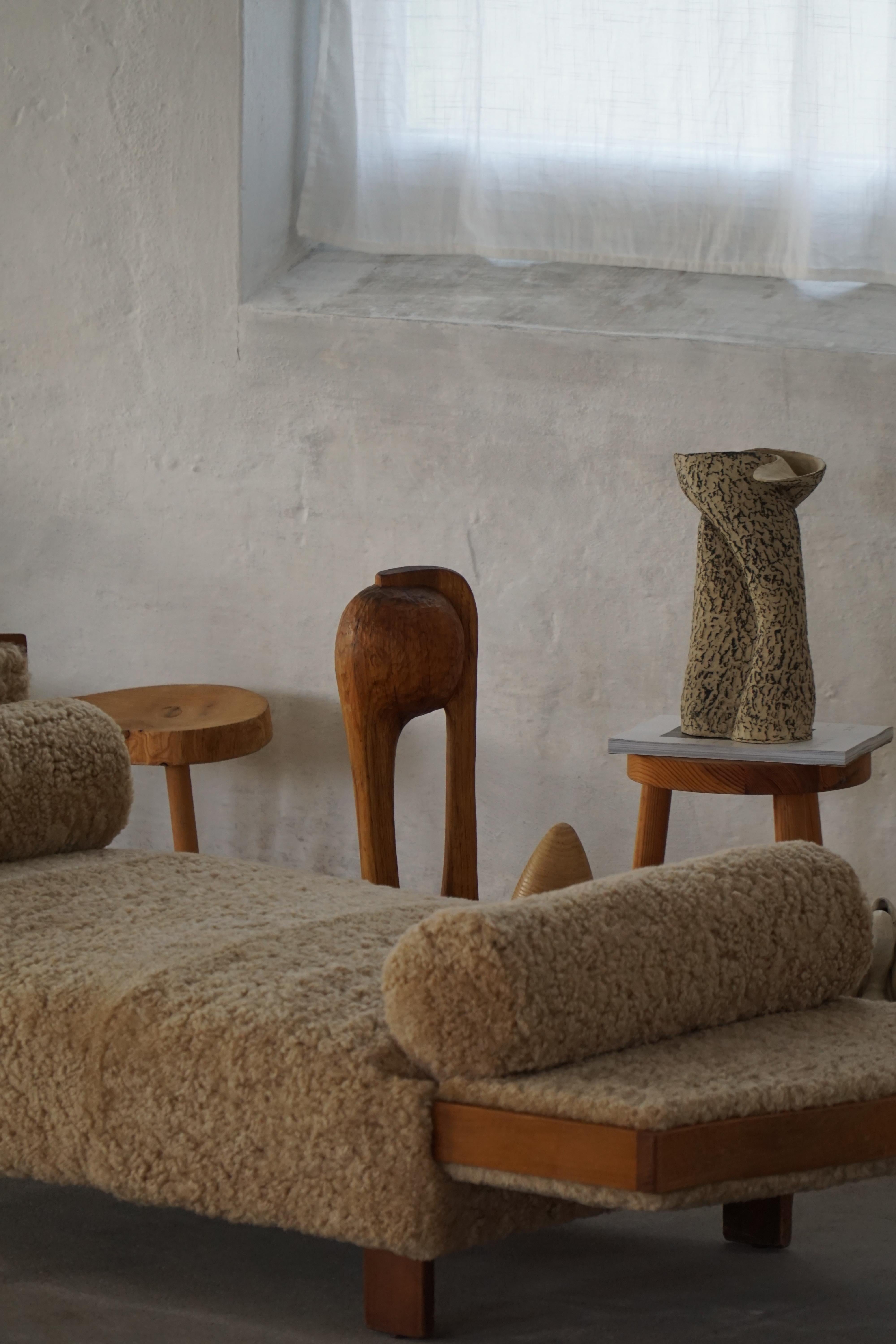 Grace sueca, sofá cama independiente ajustable Art Decó de lana de cordero, años 40 en venta 9