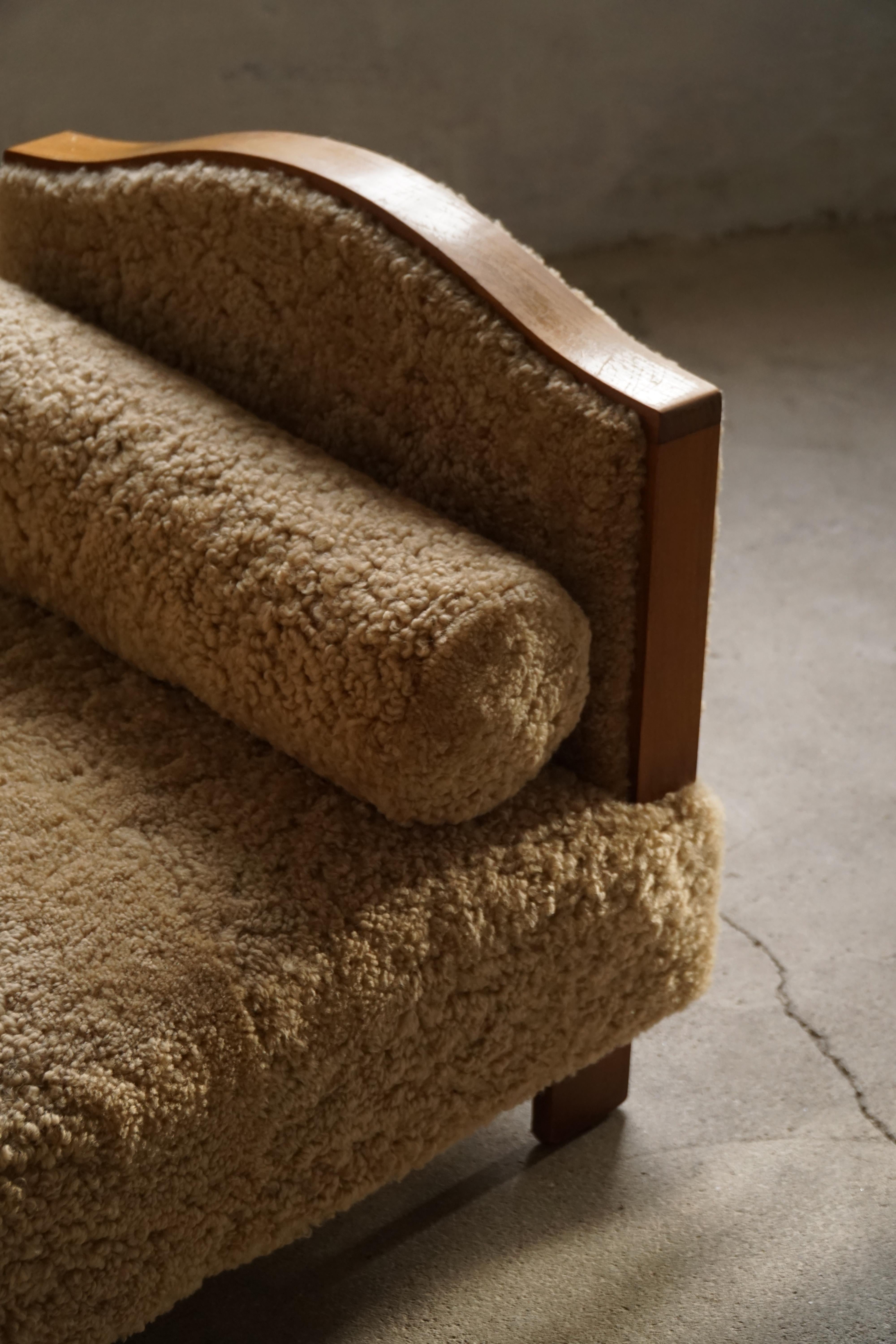 Grace sueca, sofá cama independiente ajustable Art Decó de lana de cordero, años 40 Escandinavo en venta