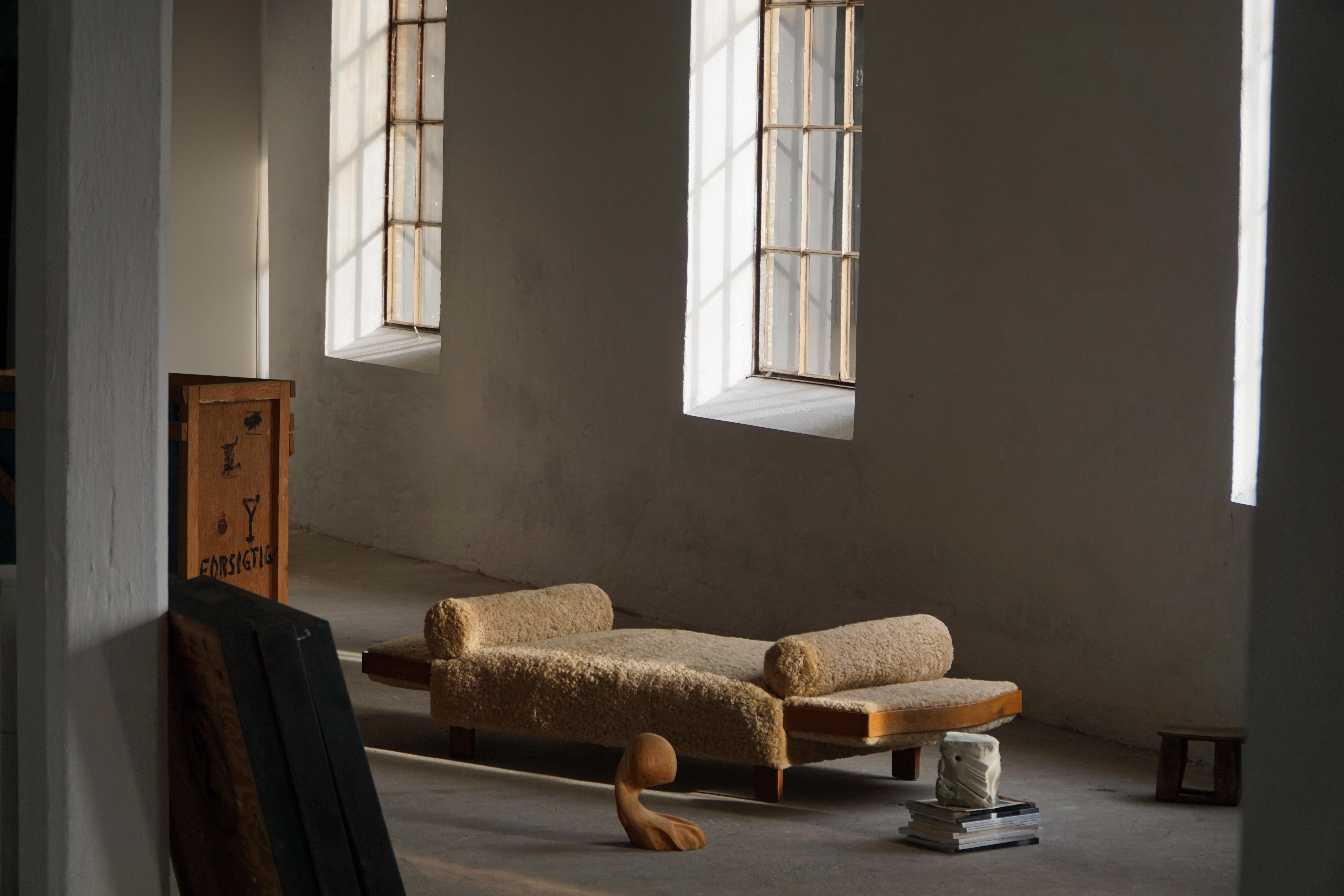 Grace sueca, sofá cama independiente ajustable Art Decó de lana de cordero, años 40 Hecho a mano en venta