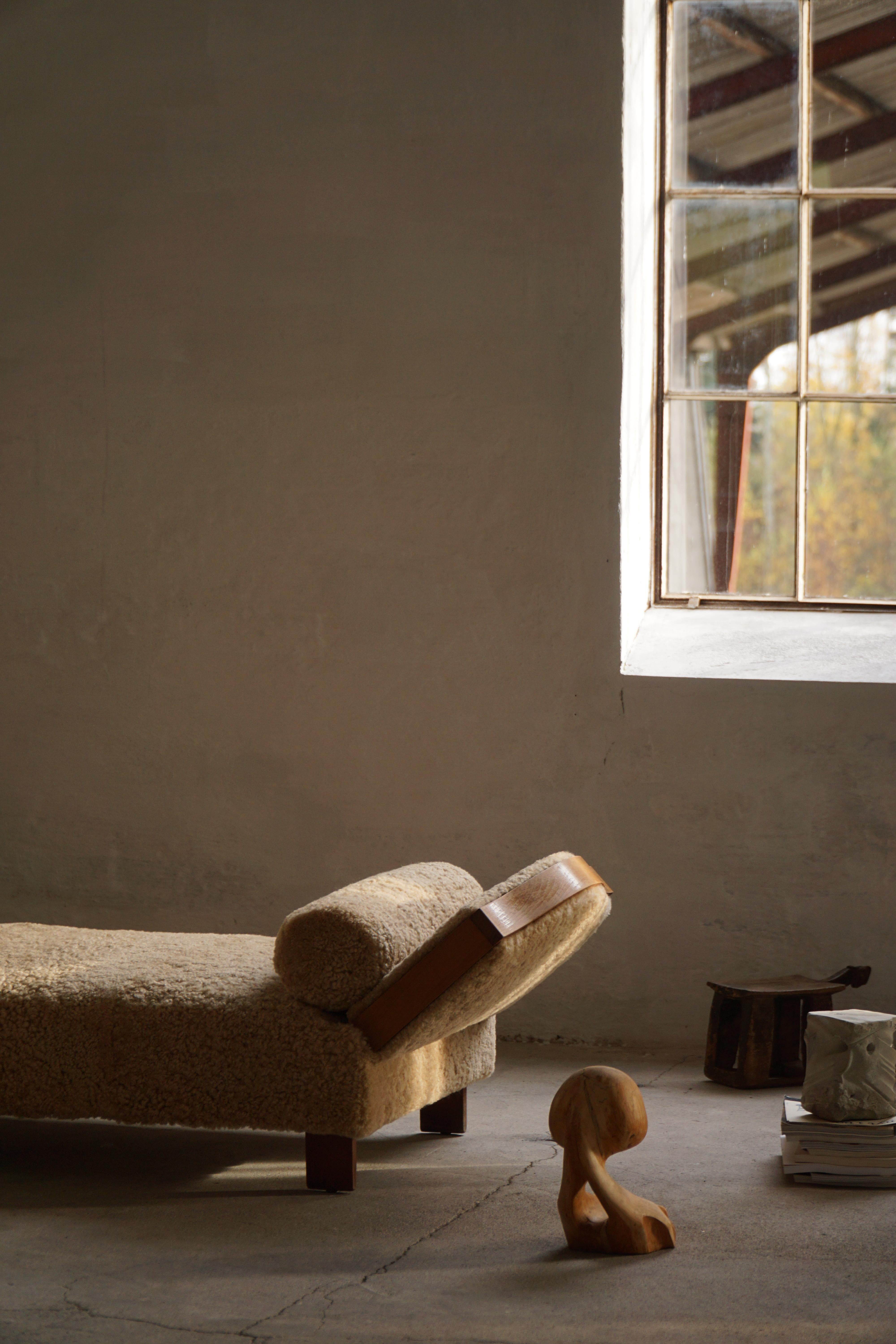 Grace sueca, sofá cama independiente ajustable Art Decó de lana de cordero, años 40 en Bueno estado para la venta en Odense, DK