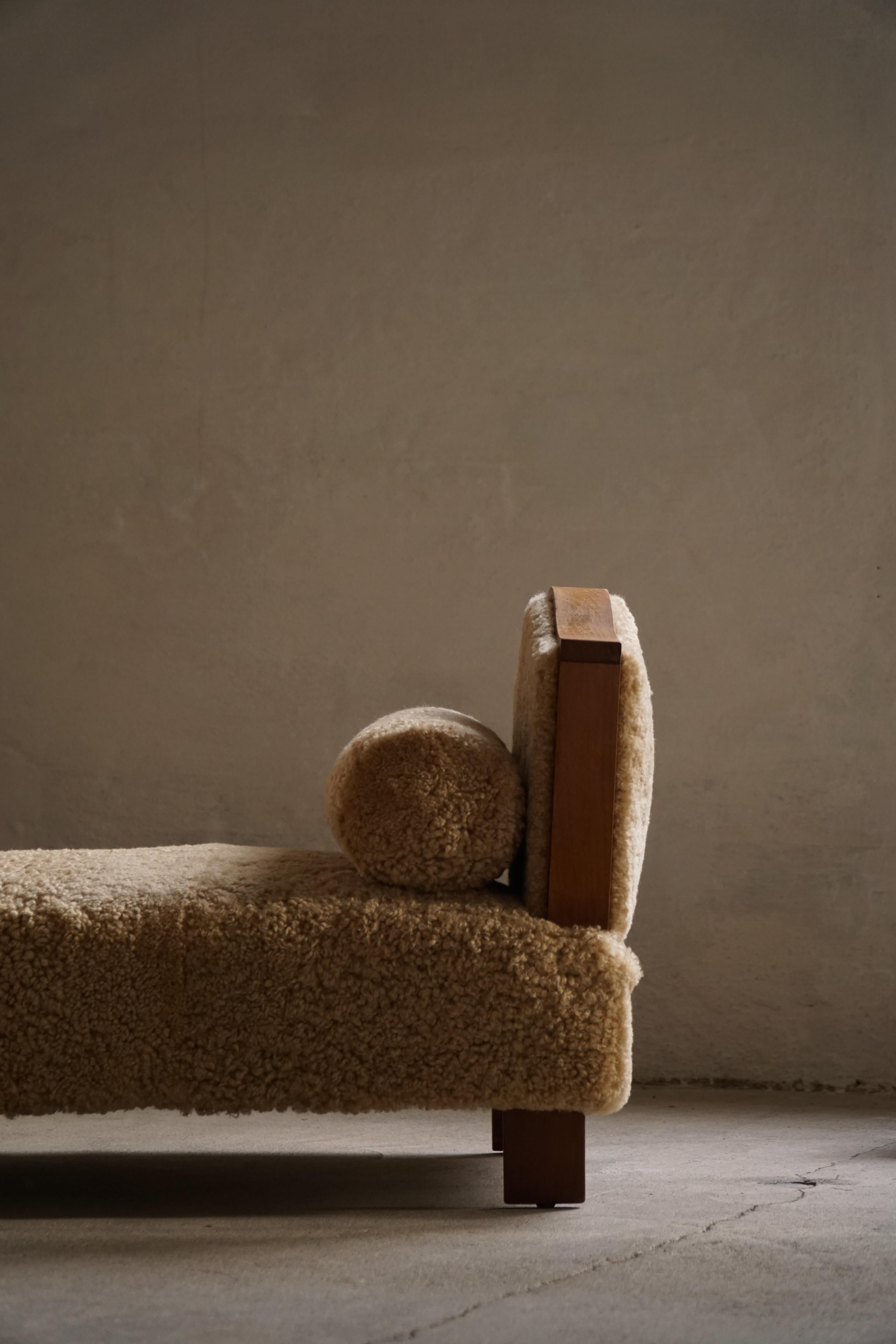 Grace sueca, sofá cama independiente ajustable Art Decó de lana de cordero, años 40 siglo XX en venta