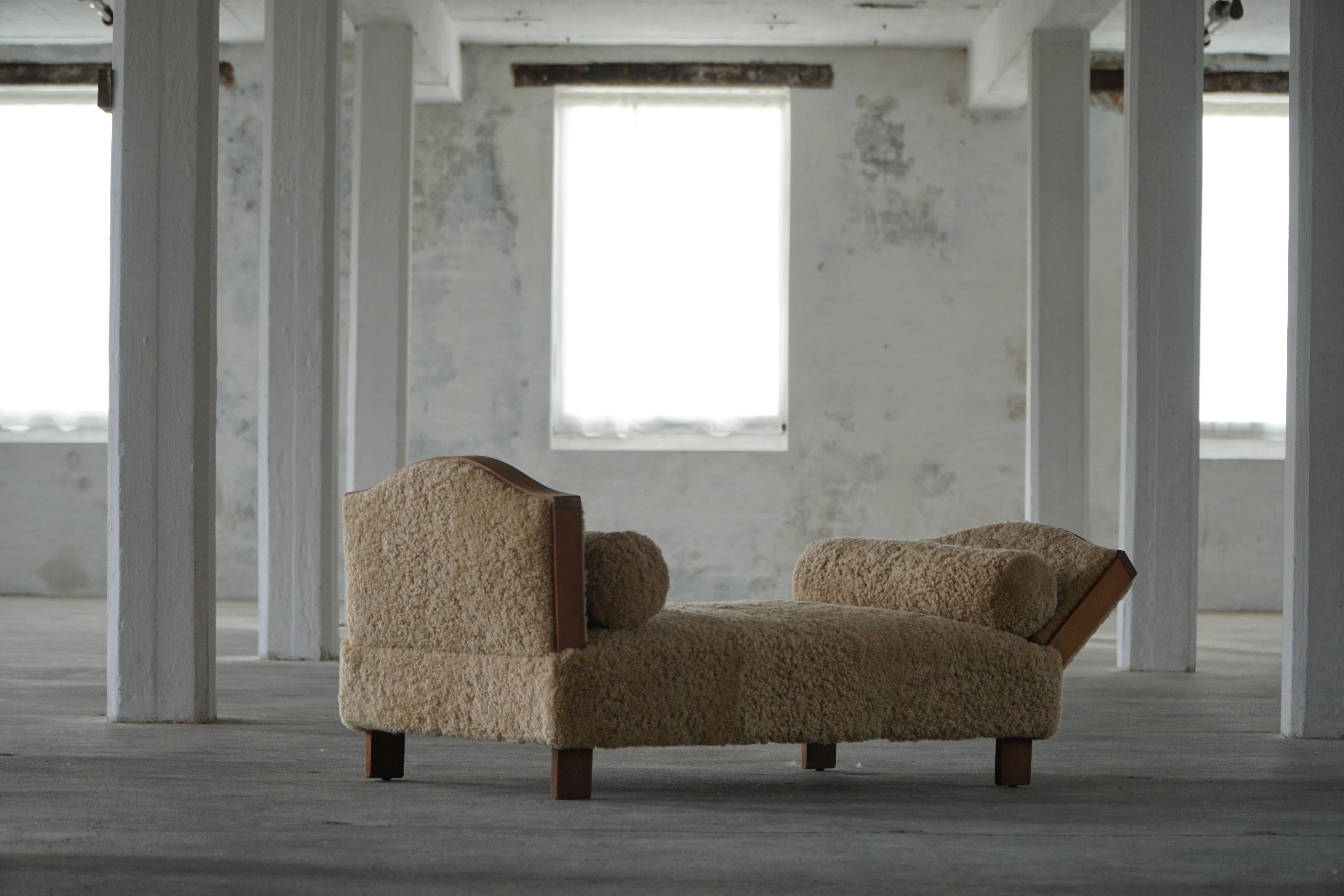 Grace sueca, sofá cama independiente ajustable Art Decó de lana de cordero, años 40 en venta 1