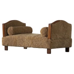 Used Swedish Grace, Freestanding Adjustable Art Deco Daybed in Lambswool, 1940s